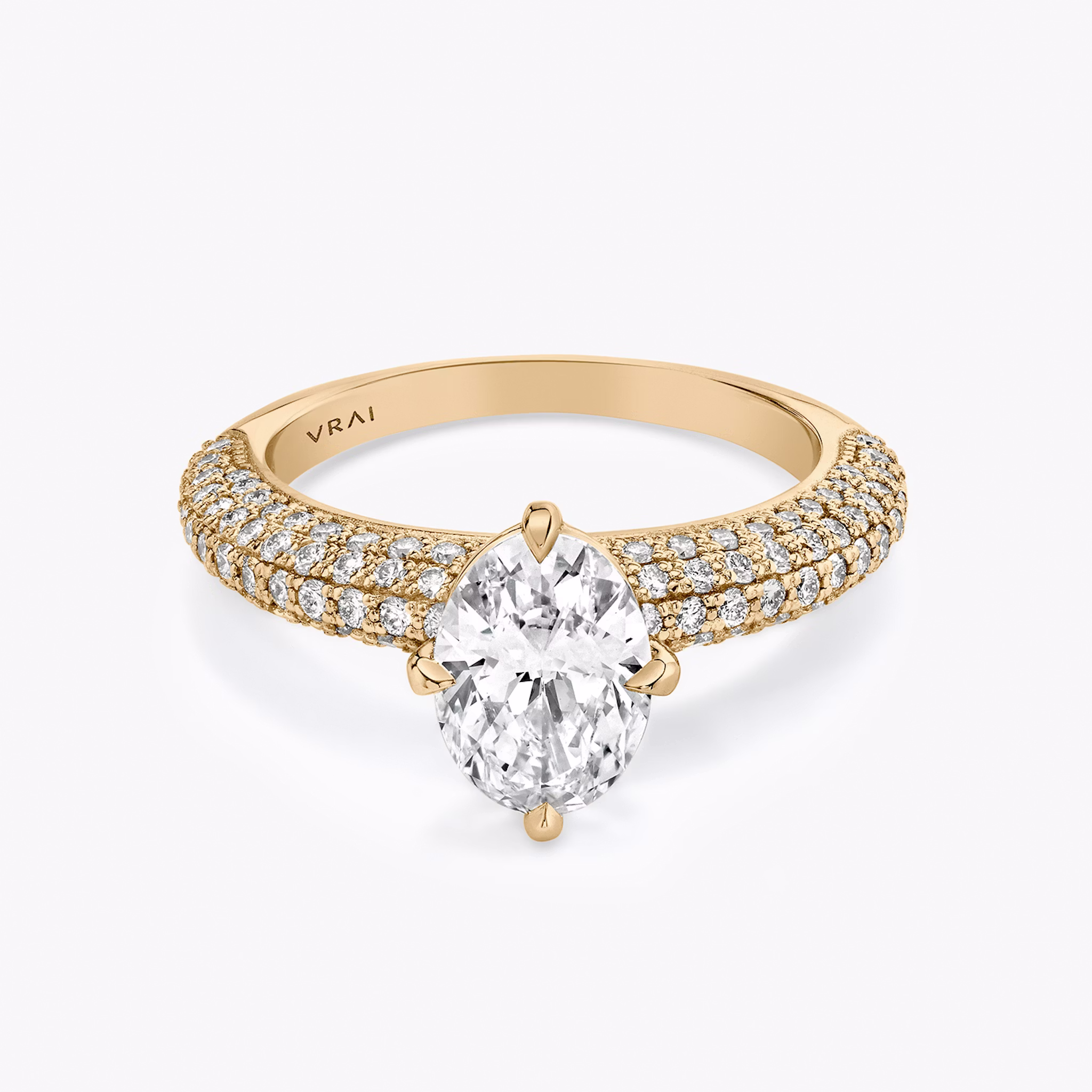 The Curator | Oval | 14k | Rose Gold | bandAccent: Pavé | diamondOrientation: vertical | caratWeight: other