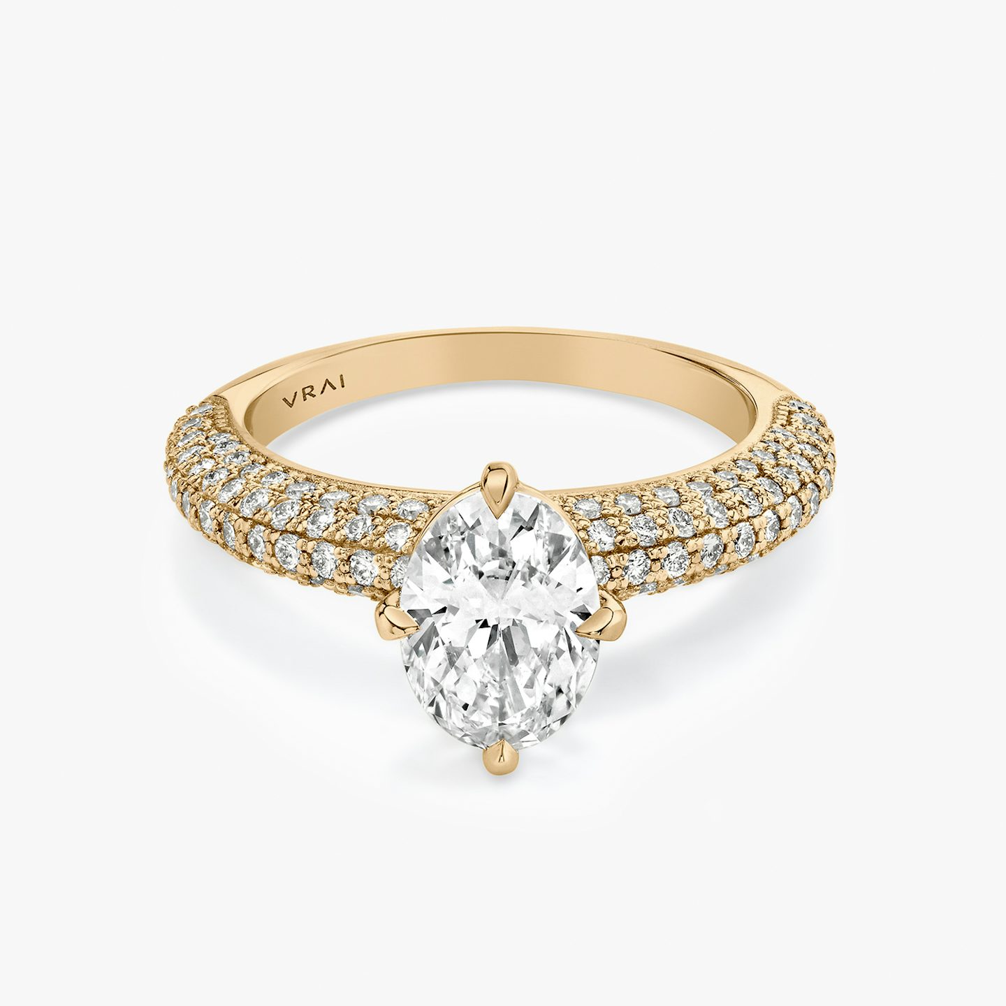 The Curator | Oval | 14k | Rose Gold | bandAccent: Pavé | diamondOrientation: vertical | caratWeight: other