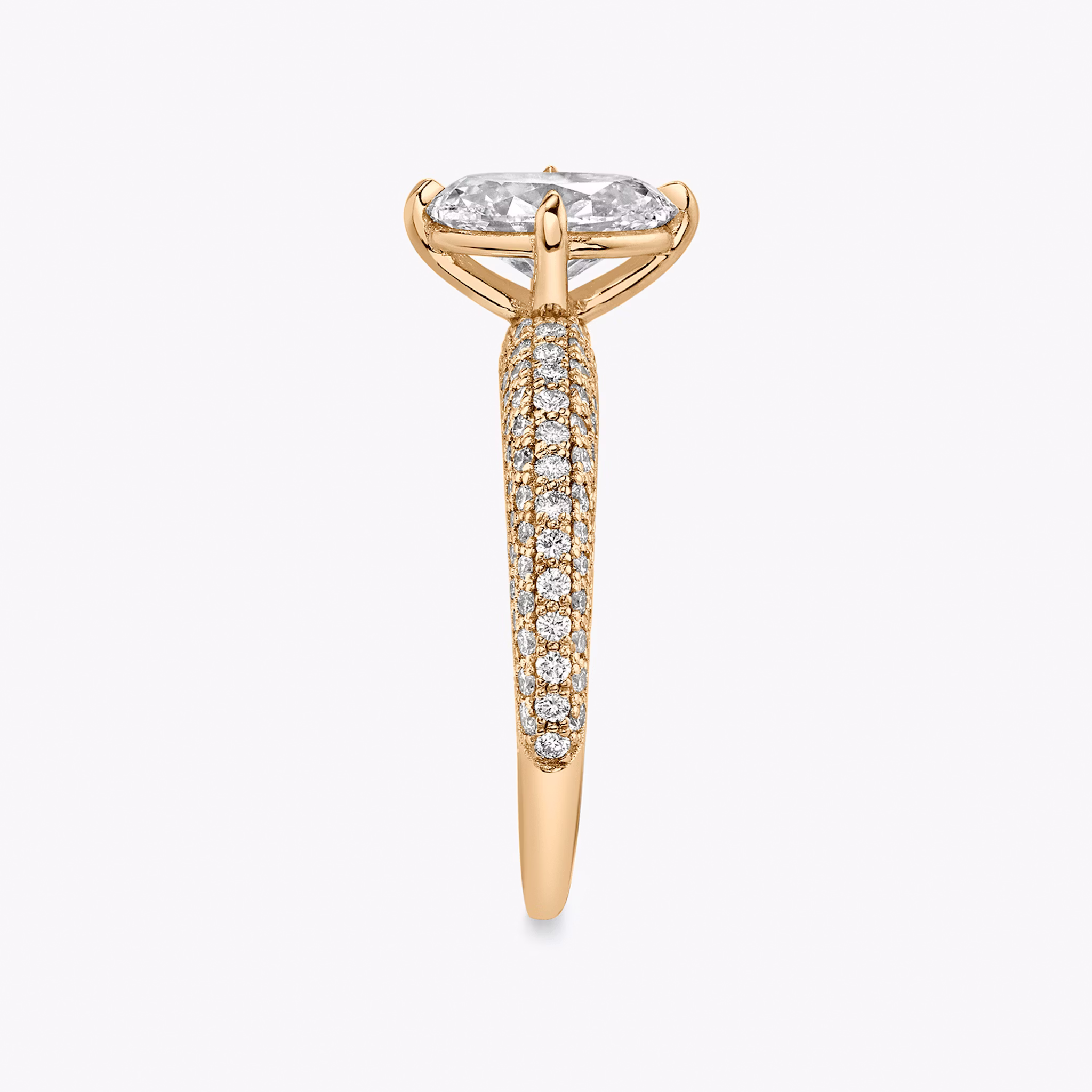 The Curator | Oval | 14k | Rose Gold | bandAccent: Pavé | diamondOrientation: vertical | caratWeight: other