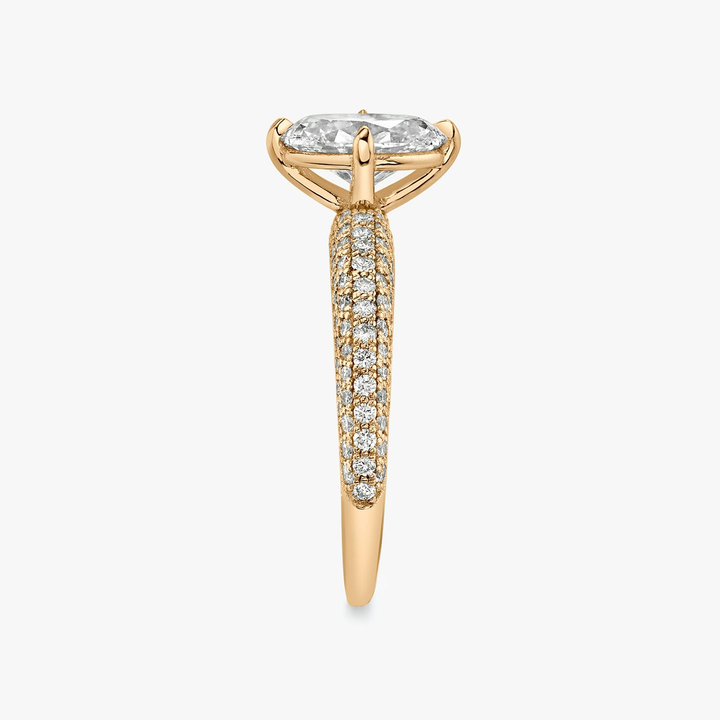 The Curator | Oval | 14k | Rose Gold | bandAccent: Pavé | diamondOrientation: vertical | caratWeight: other