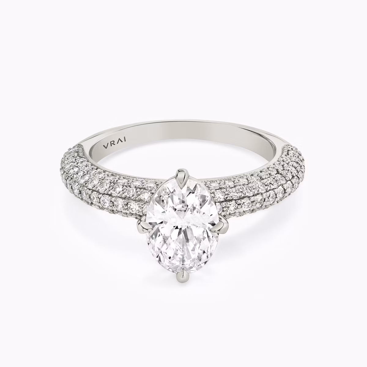 The Curator | Oval | Platinum | bandAccent: Pavé | diamondOrientation: vertical | caratWeight: other