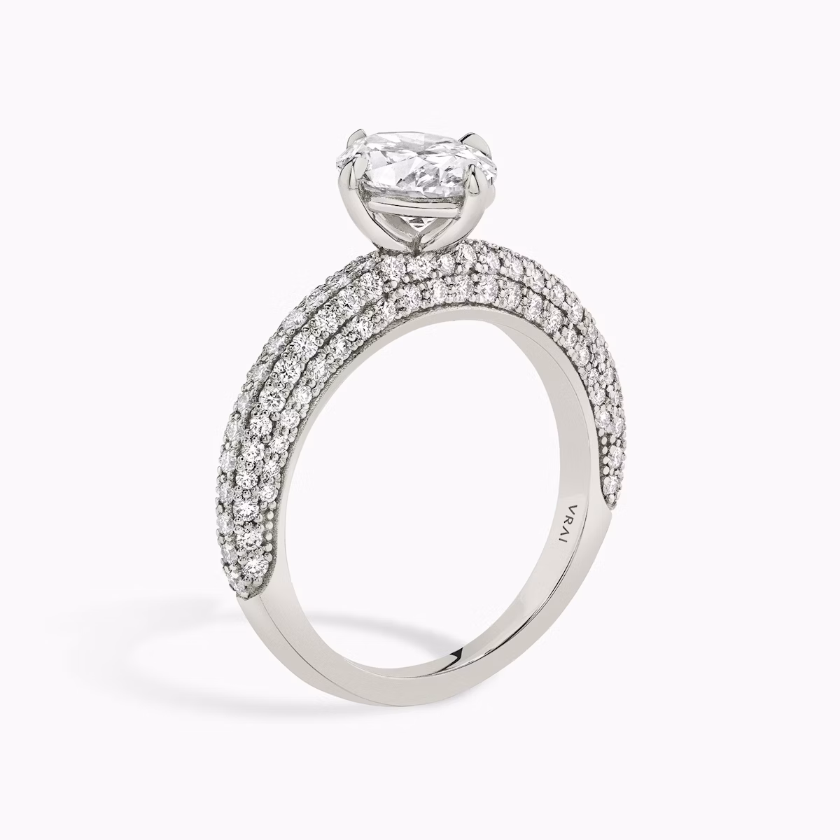 The Curator | Oval | Platinum | bandAccent: Pavé | diamondOrientation: vertical | caratWeight: other