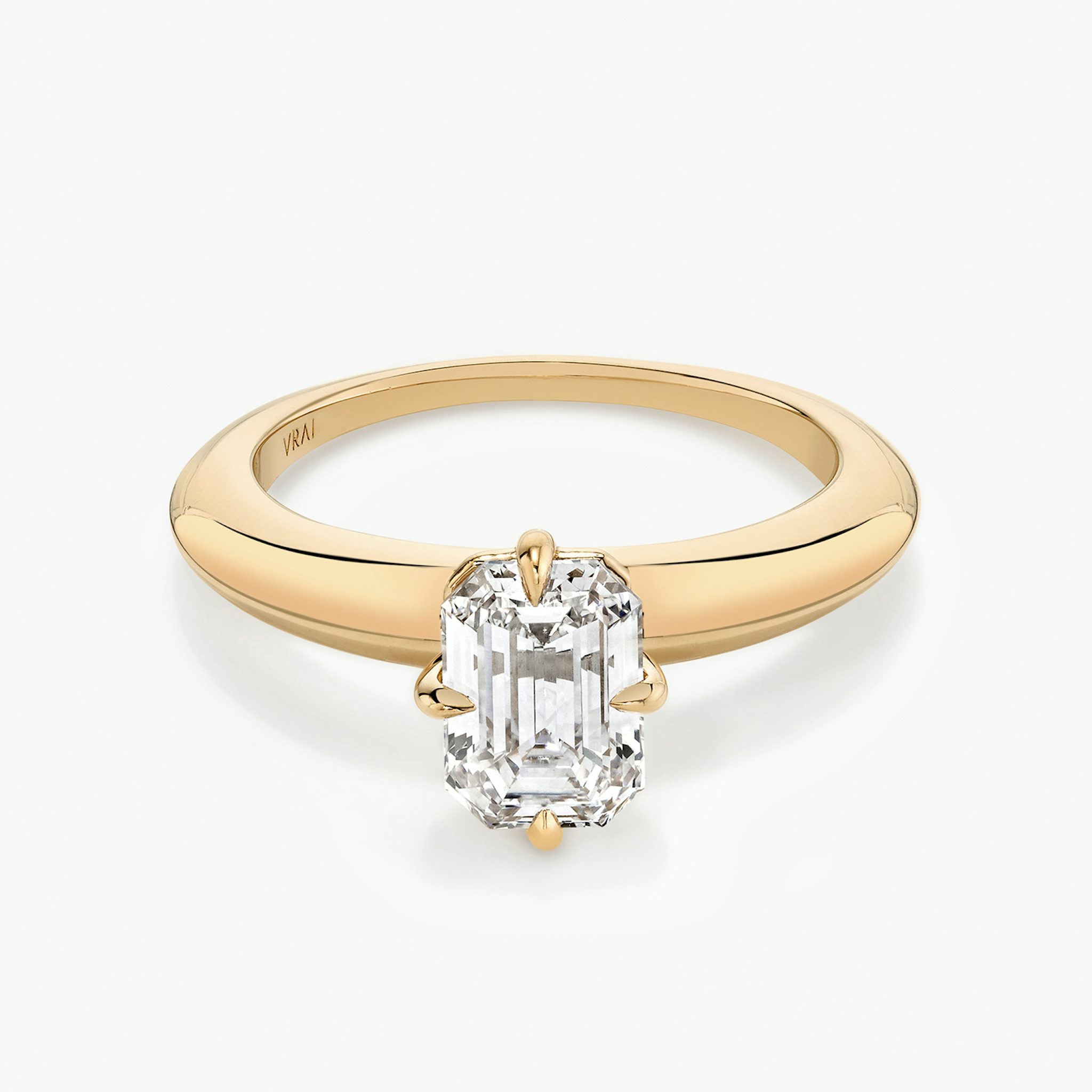 The Curator | Emerald | 14k | Rose Gold | bandAccent: Plain | diamondOrientation: vertical | caratWeight: other