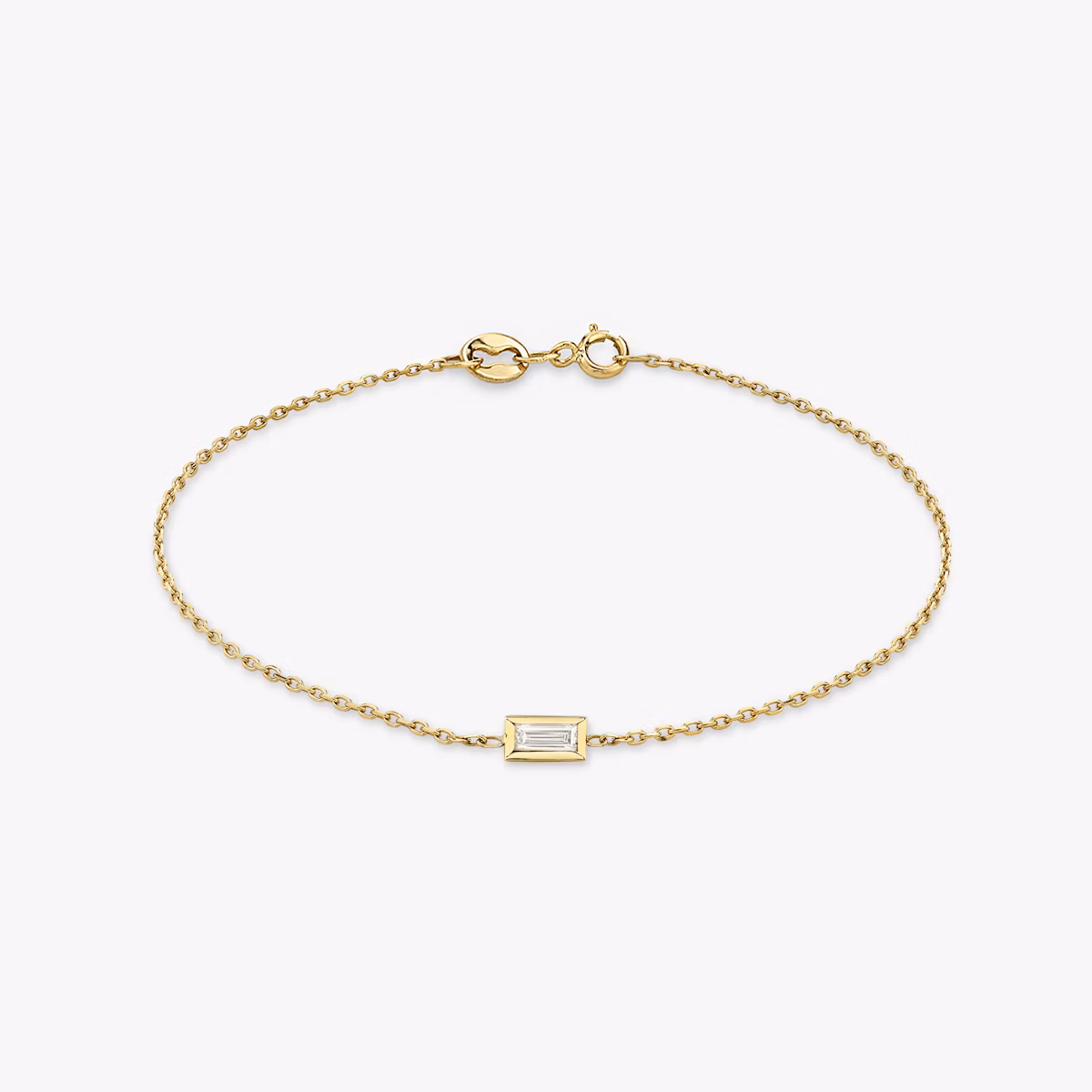 Knife-Edge Bezel Bracelet | Baguette | 14k | Yellow Gold | chainLength: 6.5