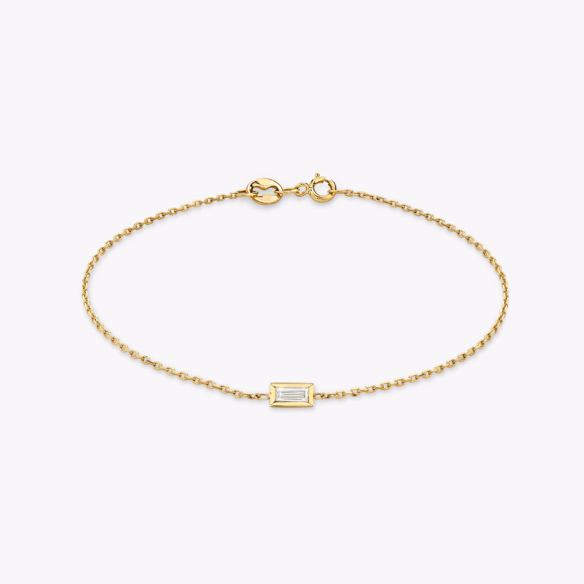 Knife-Edge Bezel Bracelet | Baguette | 14k | Yellow Gold | chainLength: 7