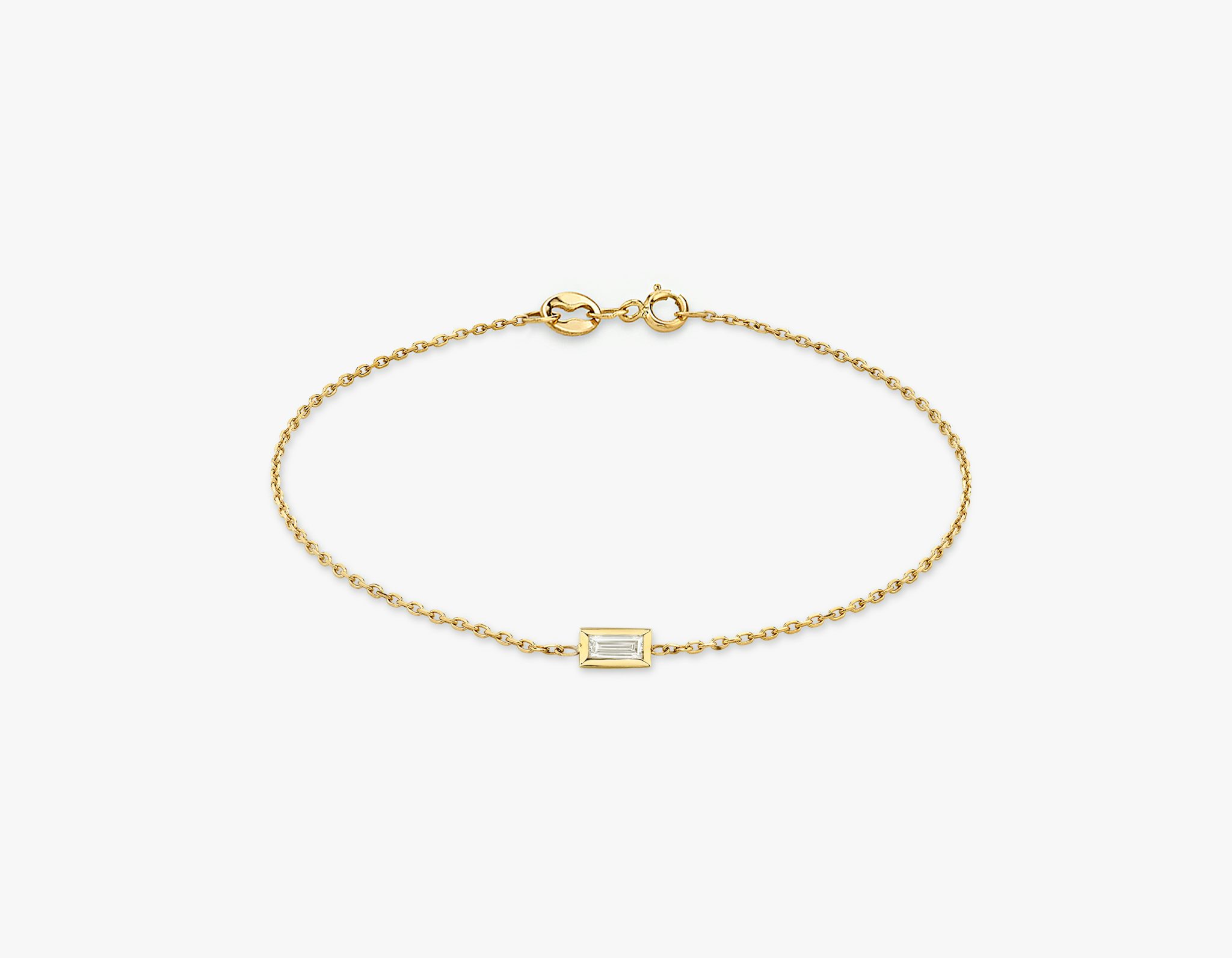 Knife-Edge Bezel Bracelet | Baguette | 14k | Yellow Gold | chainLength: 7