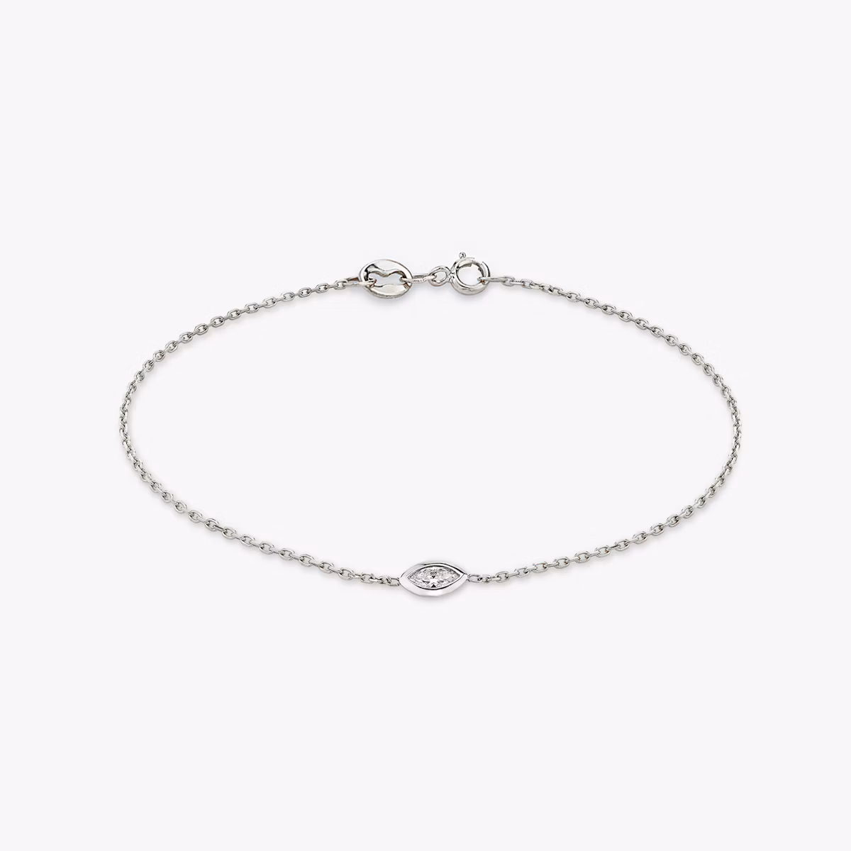 Knife-Edge Bezel Bracelet | Marquise | 14k | White Gold | chainLength: 6.5