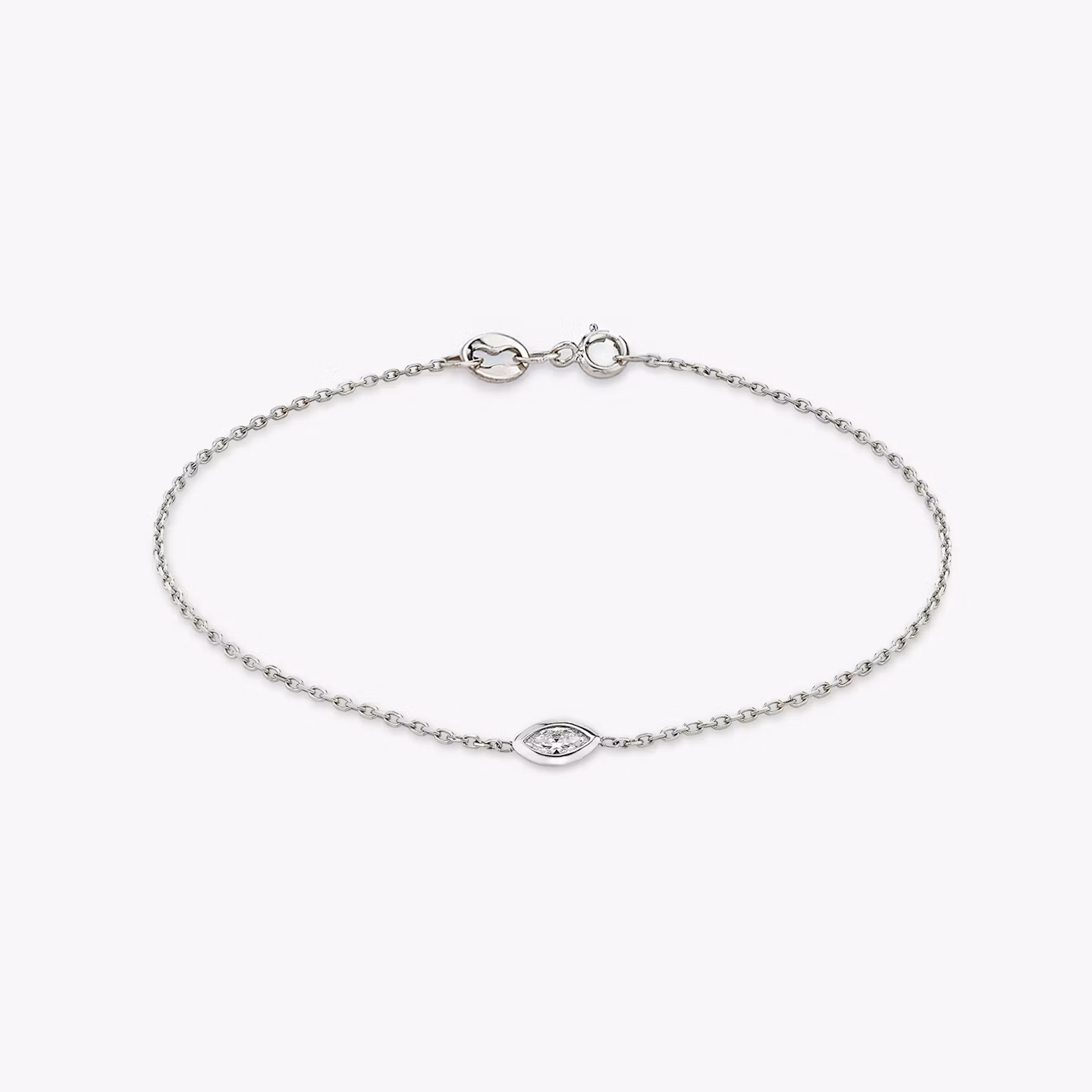 Knife-Edge Bezel Bracelet | Marquise | 14k | White Gold | chainLength: 6.5