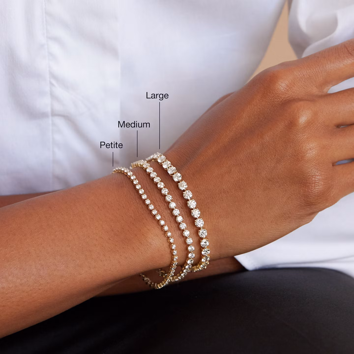 Tennis Bracelet | Round Brilliant | 14k | Yellow Gold | diamondSize: petite | chainLength: 7.5