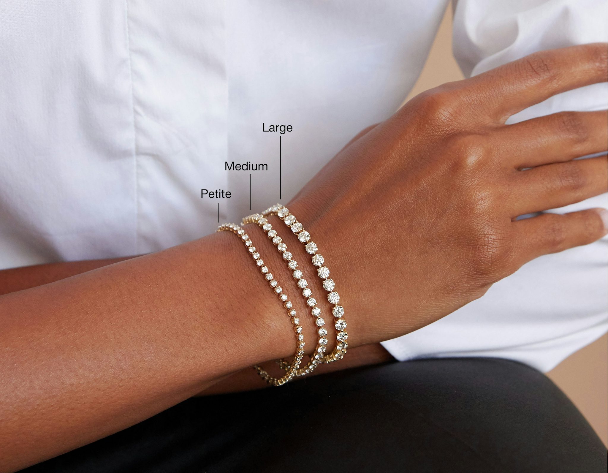 Tennis Bracelet | Round Brilliant | 14k | Yellow Gold | diamondSize: petite | chainLength: 8