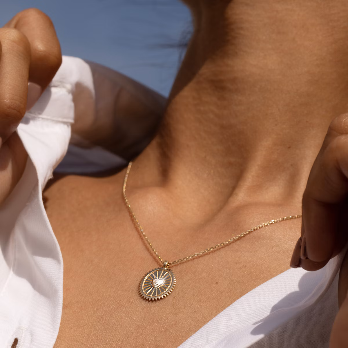 Inner Fire Medallion | Trillion | 14k | Yellow Gold | chainLength: 16-18