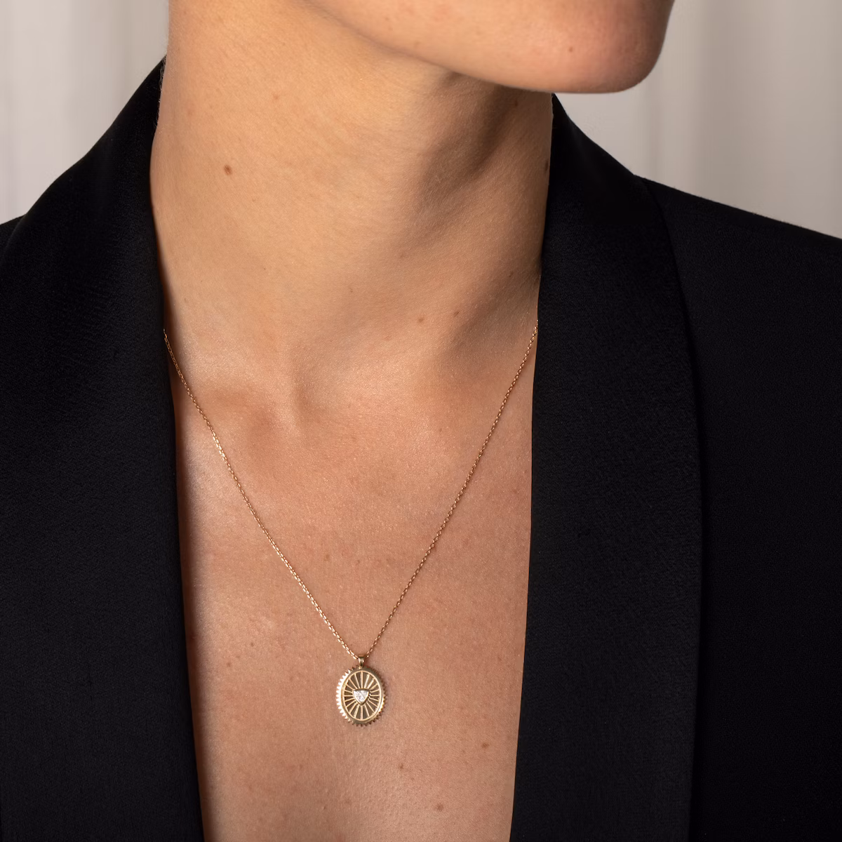 Inner Fire Medallion | Trillion | 14k | Yellow Gold | chainLength: 16-18