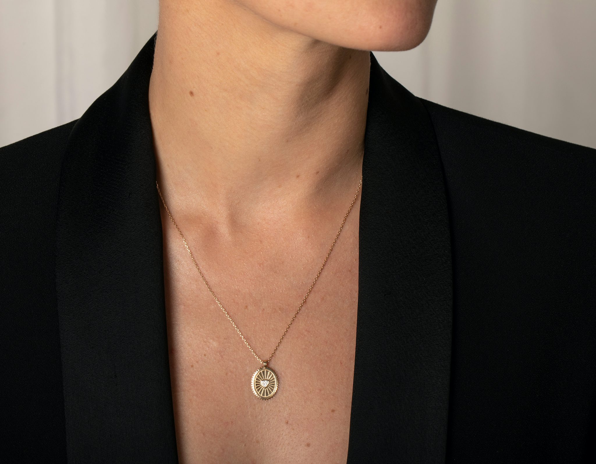 Inner Fire Medallion | Trillion | 14k | Yellow Gold | chainLength: 16-18