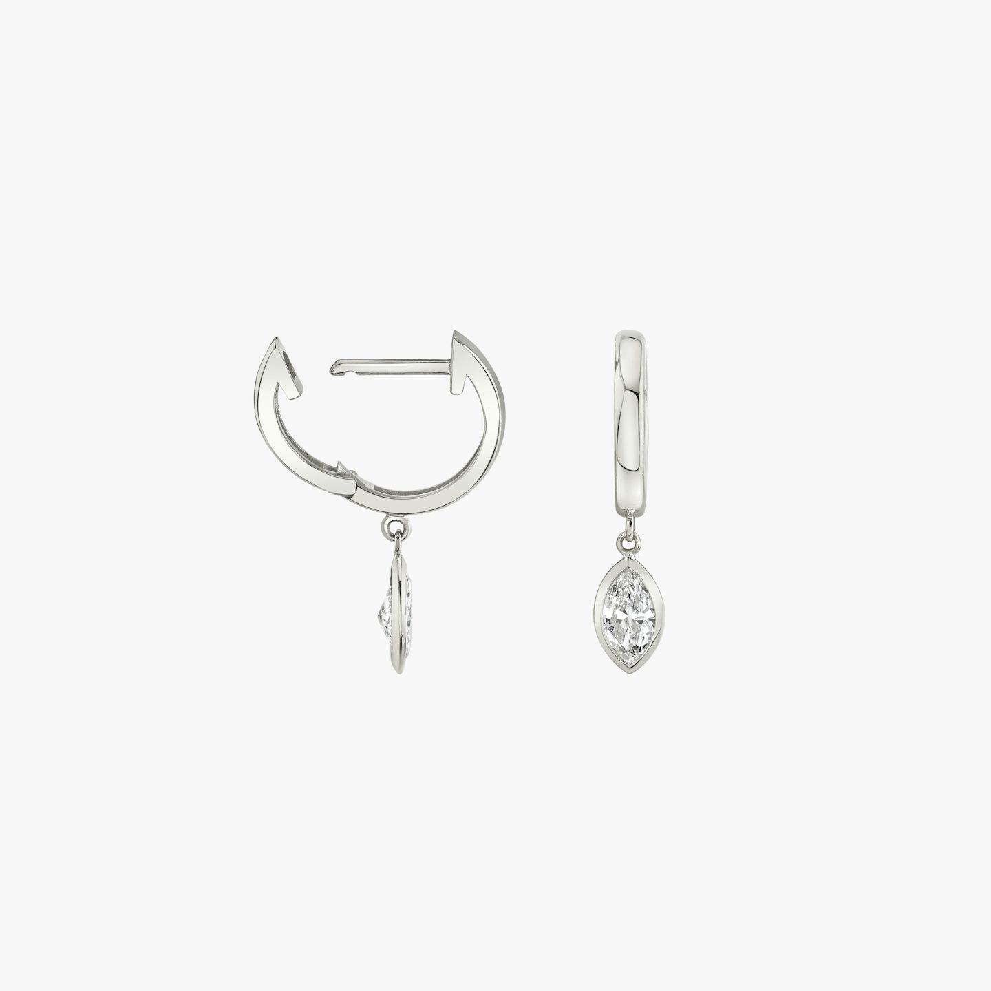 Knife-Edge Bezel Drop Huggie Hoop | Marquise | 14k | White Gold | caratWeight: 0.25ct