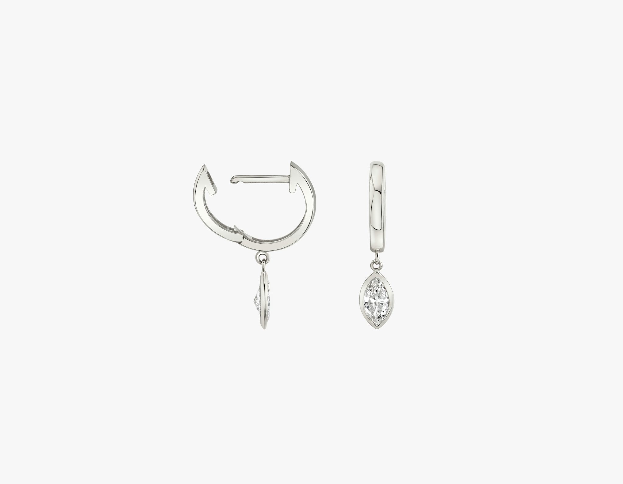 Knife-Edge Bezel Drop Huggie Hoop | Marquise | 14k | White Gold | caratWeight: 0.25ct