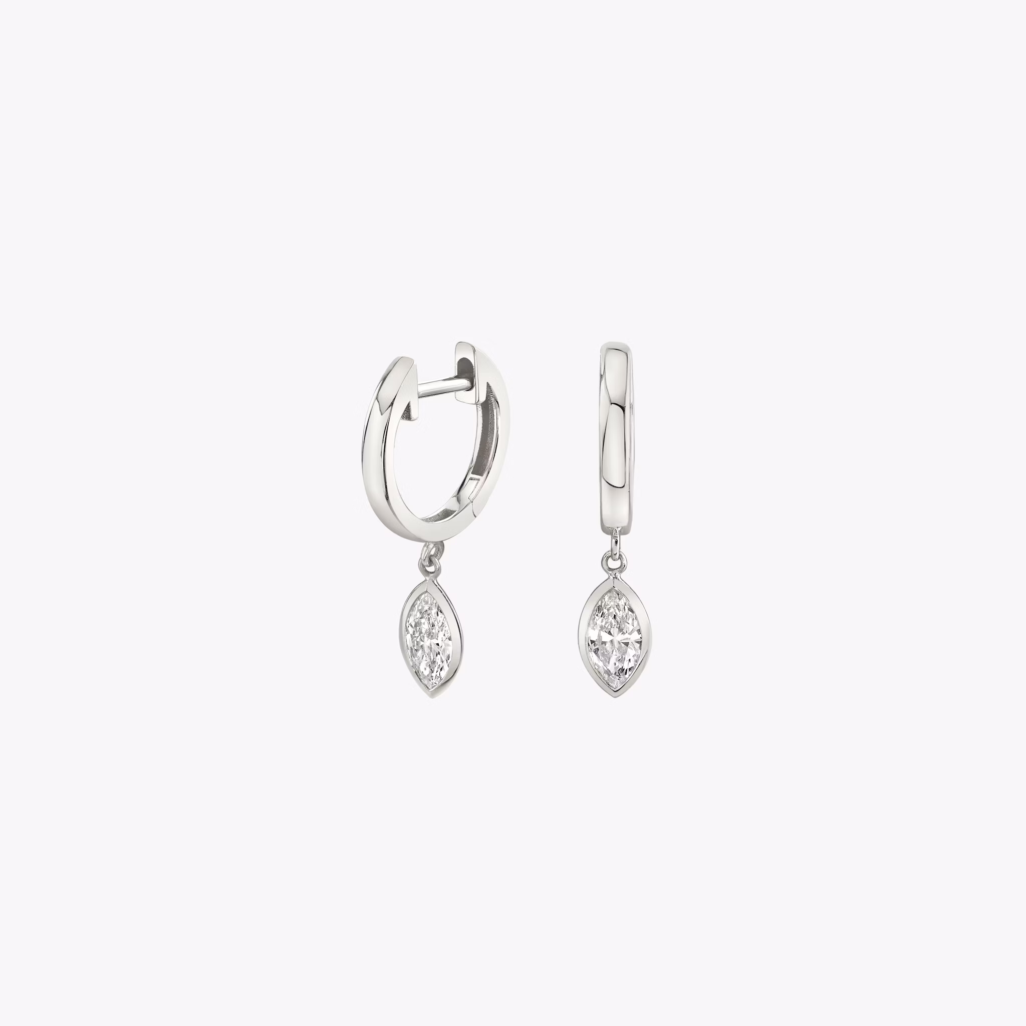 Marquise Diamond Huggie Hoop Earrings