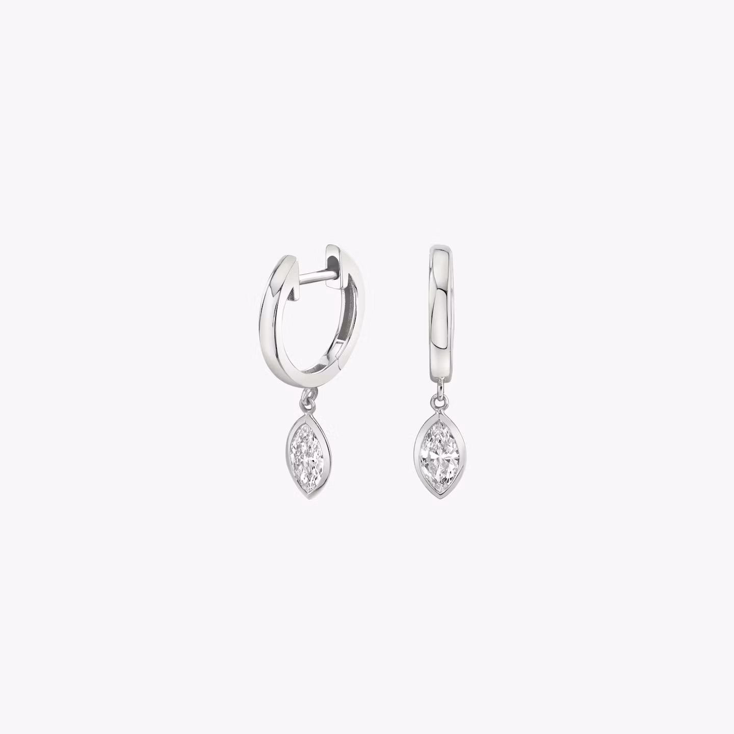 Marquise Diamond Huggie Hoop Earrings