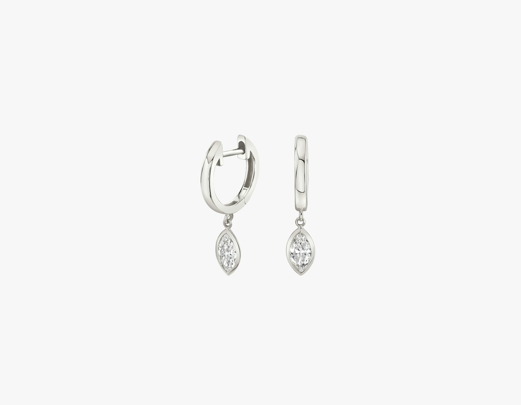Marquise Diamond Huggie Hoop Earrings