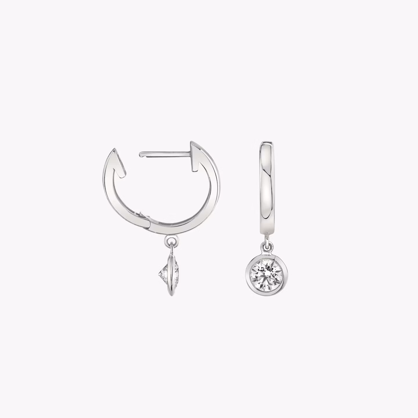 Pendiente de Aro Knife-Edge Bezel Drop | Brillante | 14k | Oro blanco | caratWeight: 0.25ct