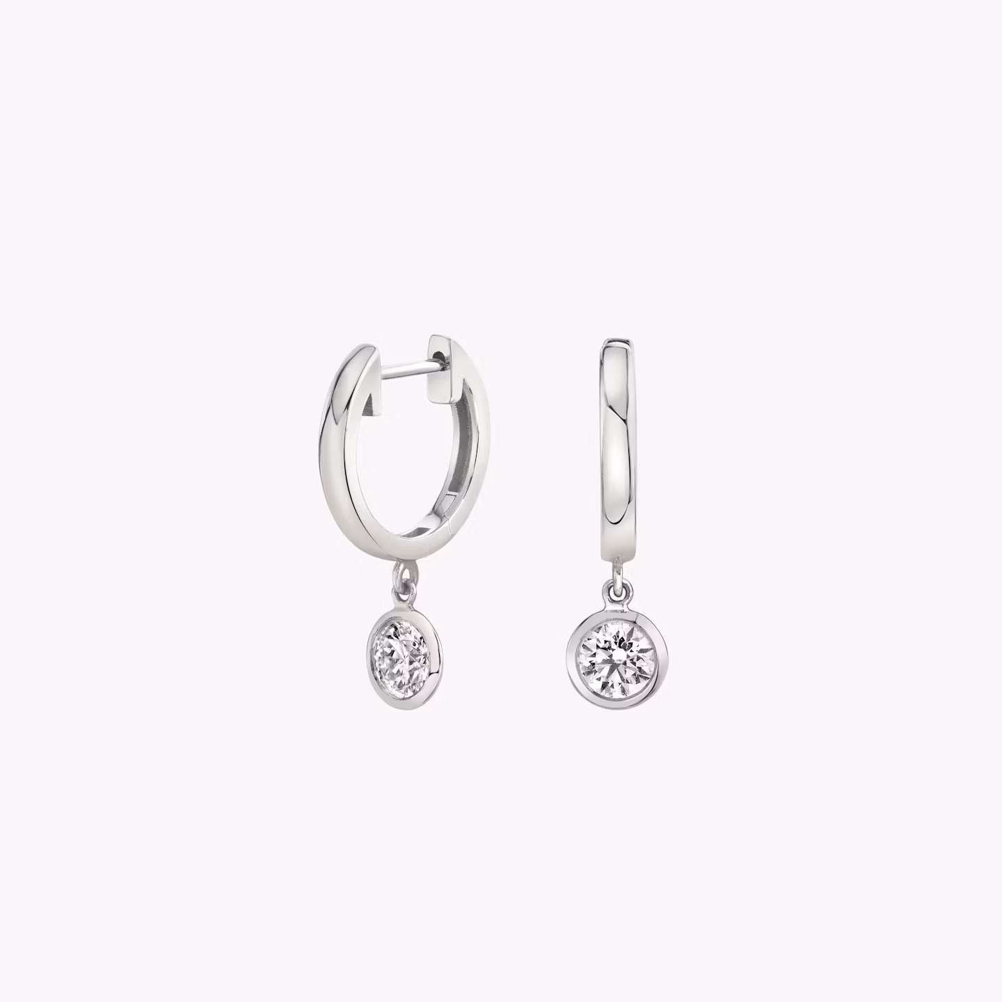 Pendiente de Aro Knife-Edge Bezel Drop | Brillante | 14k | Oro blanco | caratWeight: 0.25ct