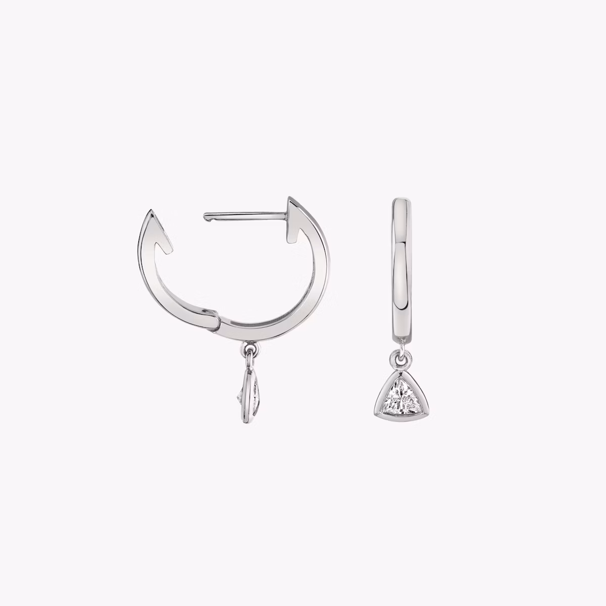 Knife-Edge Bezel Drop Huggie Hoop | Trillant | 14k | Weißgold | caratWeight: 0.10ct