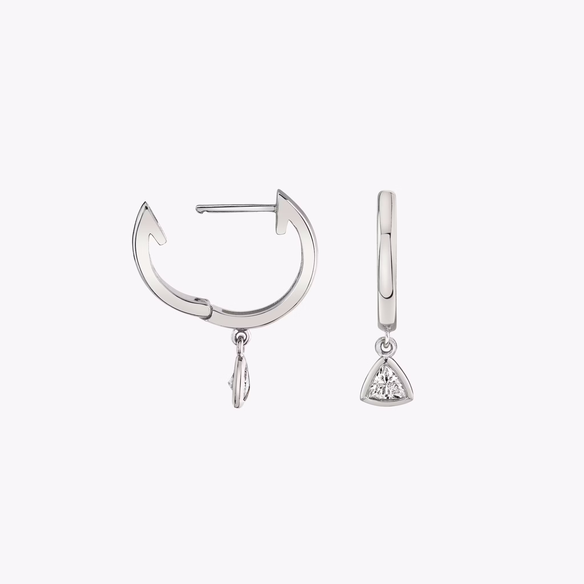 Petite Bezel Drop Huggie Hoop | Trillion | 14k | White Gold | caratWeight: 0.10ct