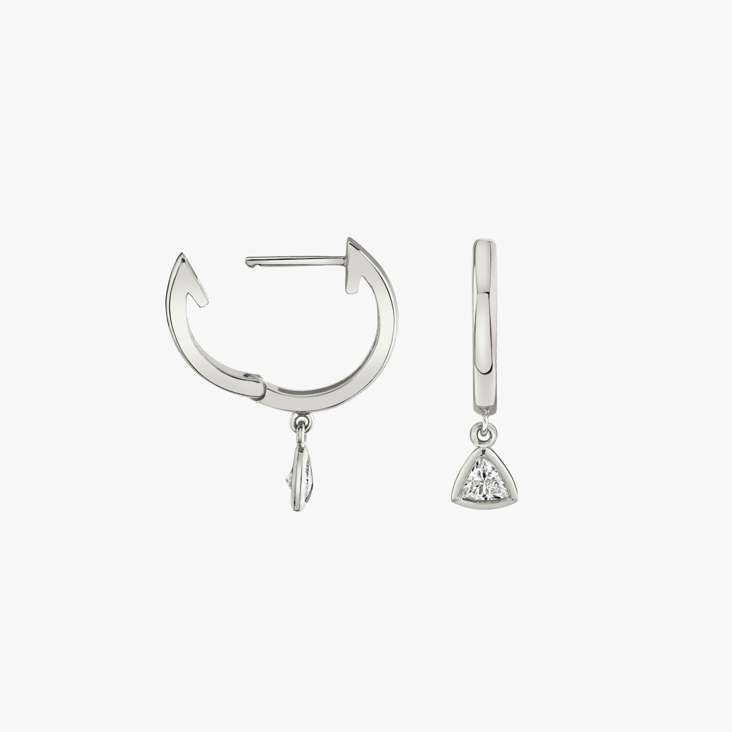 Knife-Edge Bezel Drop Huggie Hoop | Trillion | 14k | White Gold | caratWeight: 0.10ct