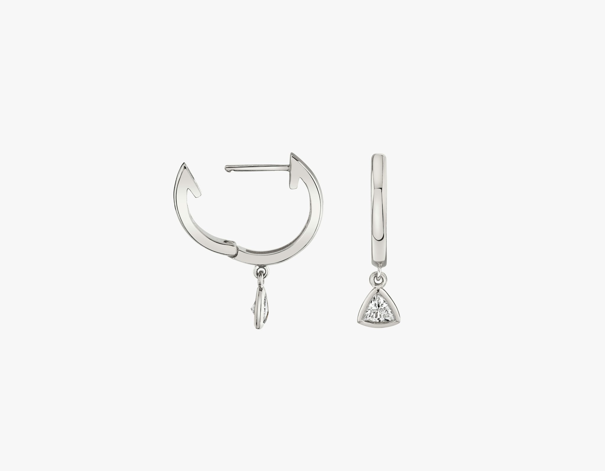 Petite Bezel Drop Huggie Hoop | Trillion | 14k | White Gold | caratWeight: 0.10ct