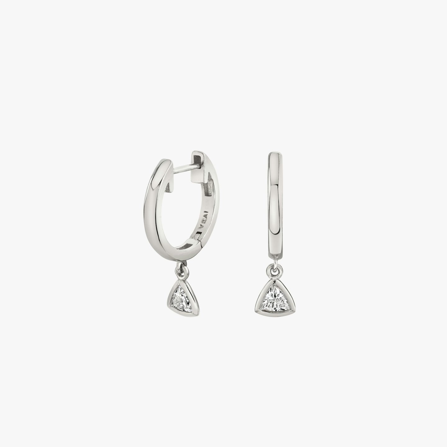 Knife-Edge Bezel Drop Huggie Hoop | Trillion | 14k | White Gold | caratWeight: 0.10ct