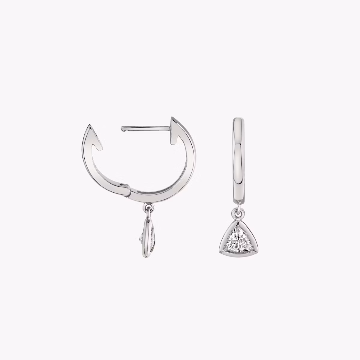 Knife-Edge Bezel Drop Huggie Hoop | Trillion | 14k | White Gold | caratWeight: 0.25ct