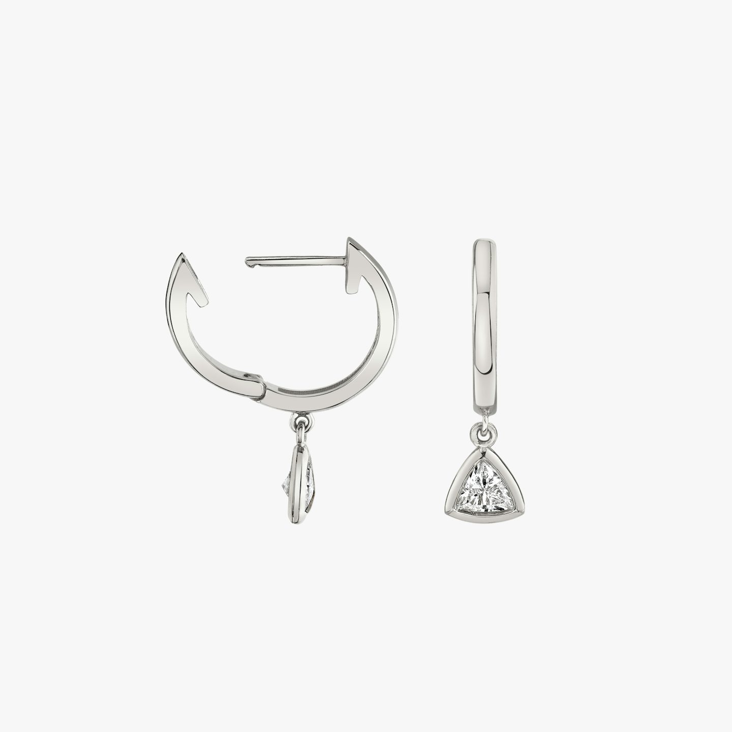 Knife-Edge Bezel Drop Huggie Hoop | Trillion | 14k | White Gold | caratWeight: 0.25ct