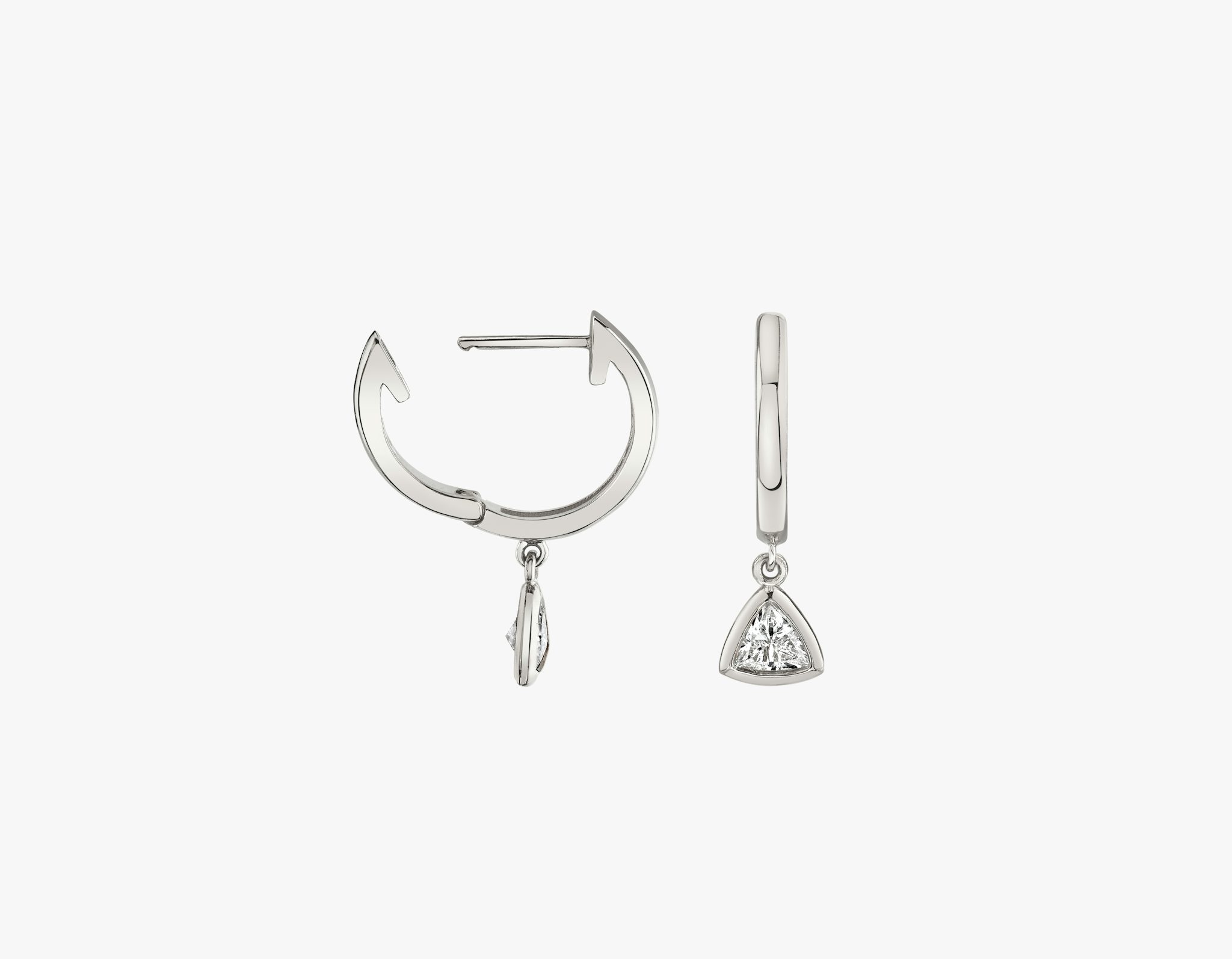 Knife-Edge Bezel Drop Huggie Hoop | Trillion | 14k | White Gold | caratWeight: 0.25ct
