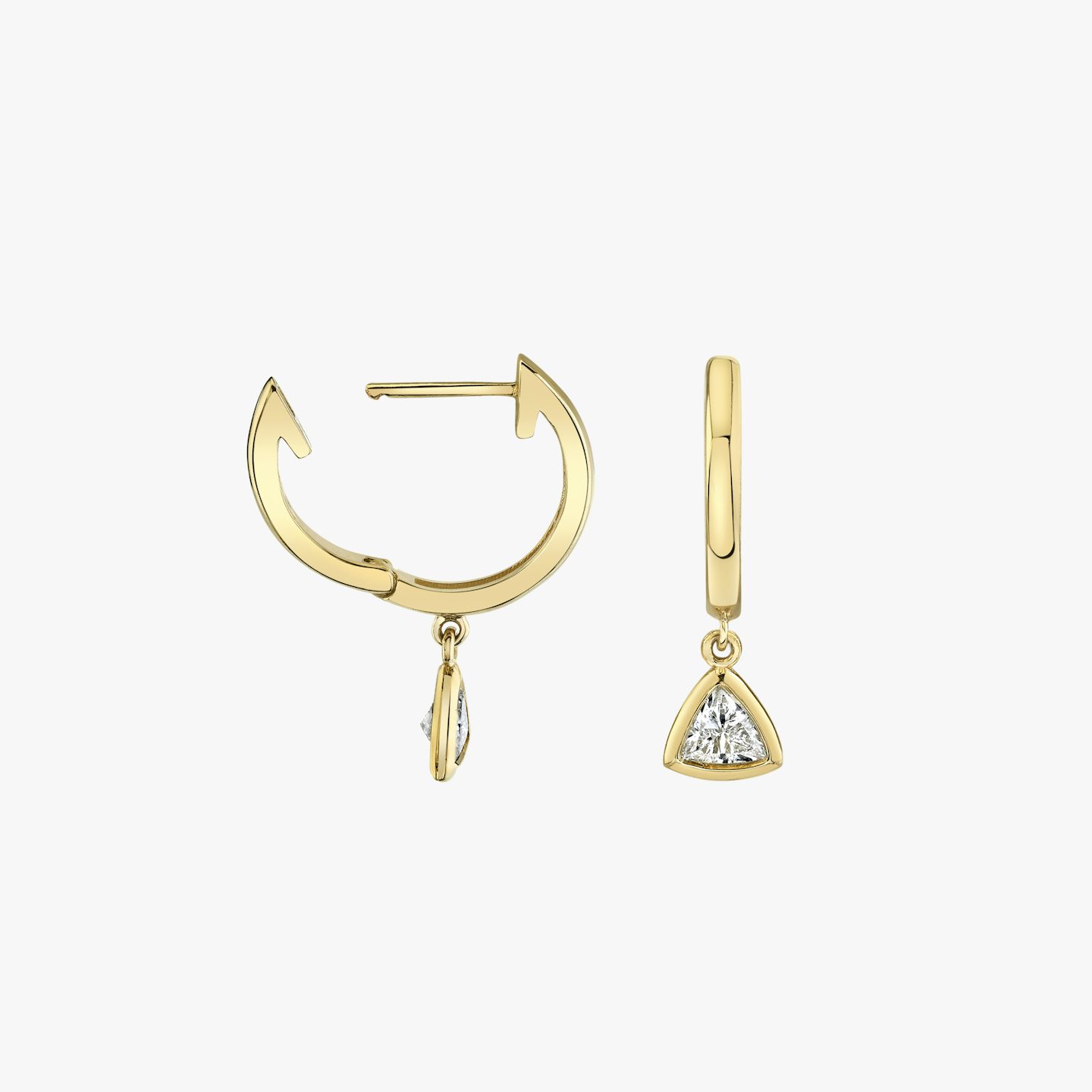 Knife-Edge Bezel Drop Huggie Hoop | Trillion | 14k | Yellow Gold | caratWeight: 0.25ct