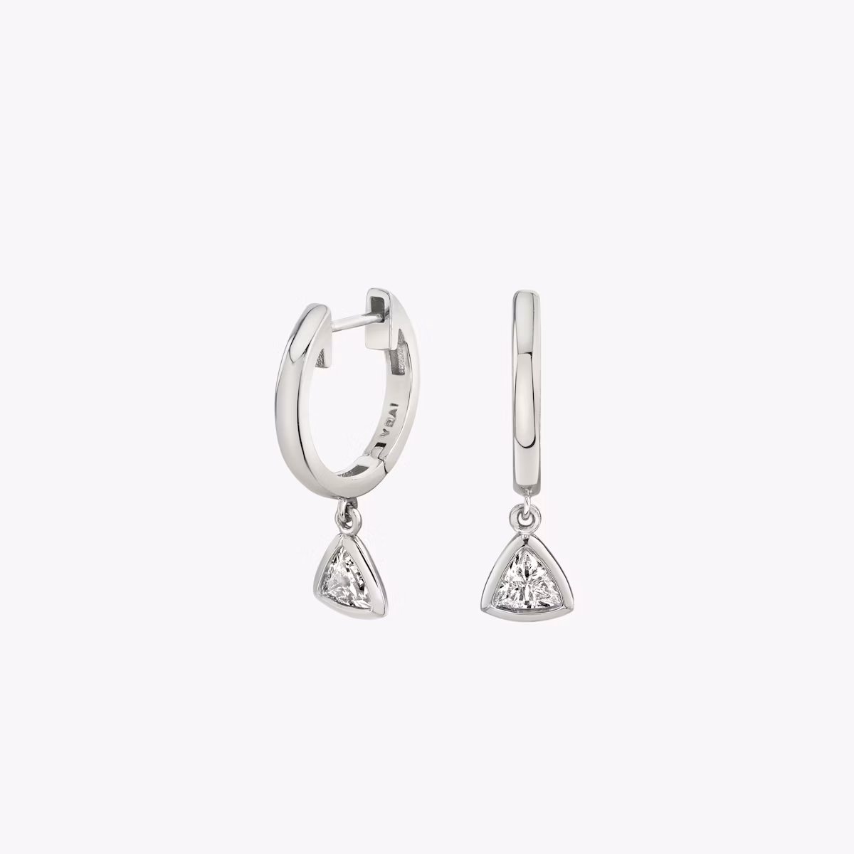 Knife-Edge Bezel Drop Huggie Hoop | Trillion | 14k | White Gold | caratWeight: 0.25ct