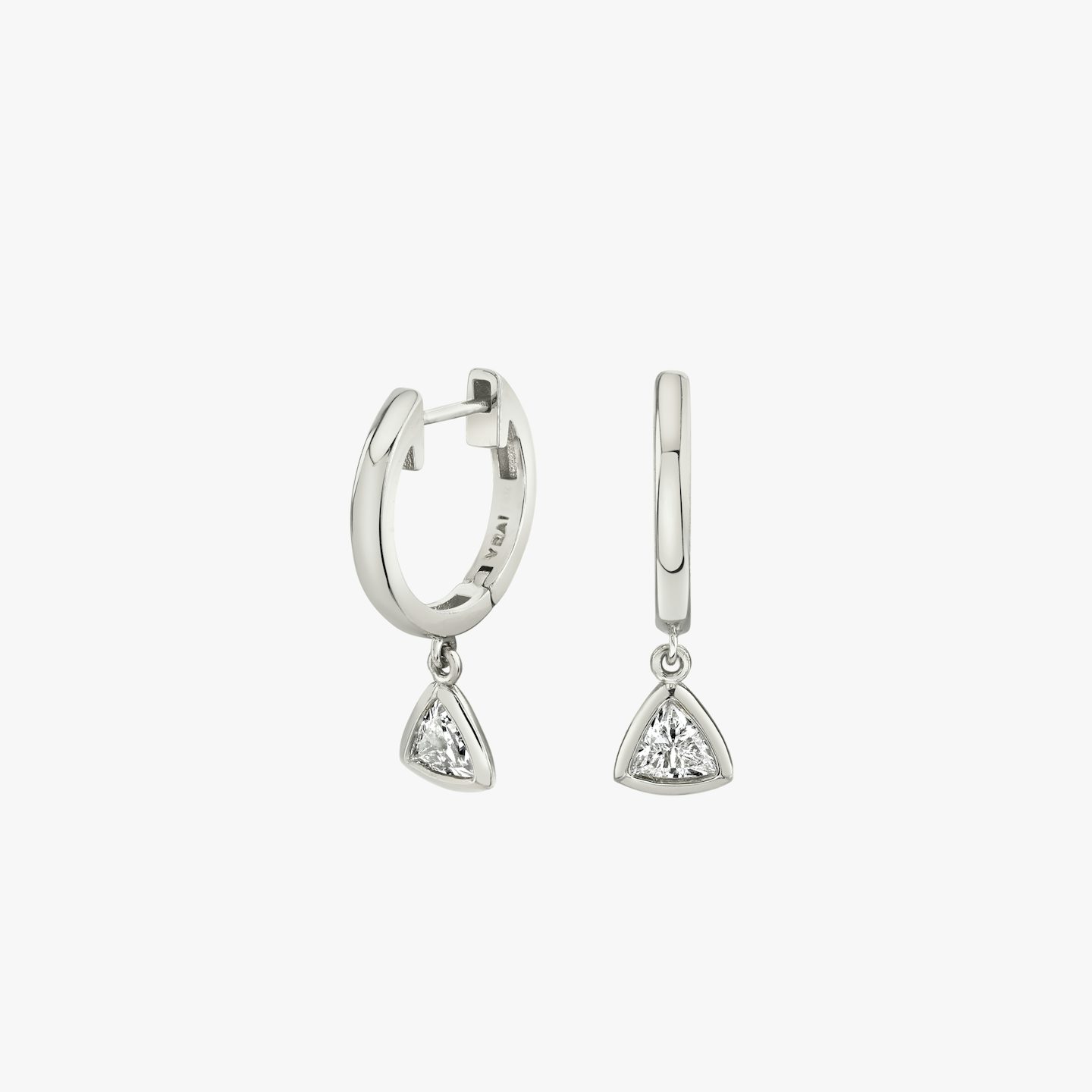 Knife-Edge Bezel Drop Huggie Hoop | Trillion | 14k | White Gold | caratWeight: 0.25ct