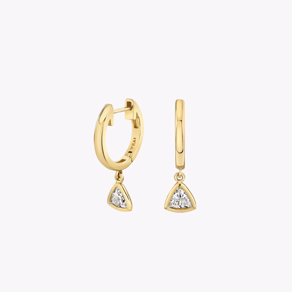 Knife-Edge Bezel Drop Huggie Hoop | Trillion | 14k | Yellow Gold | caratWeight: 0.25ct