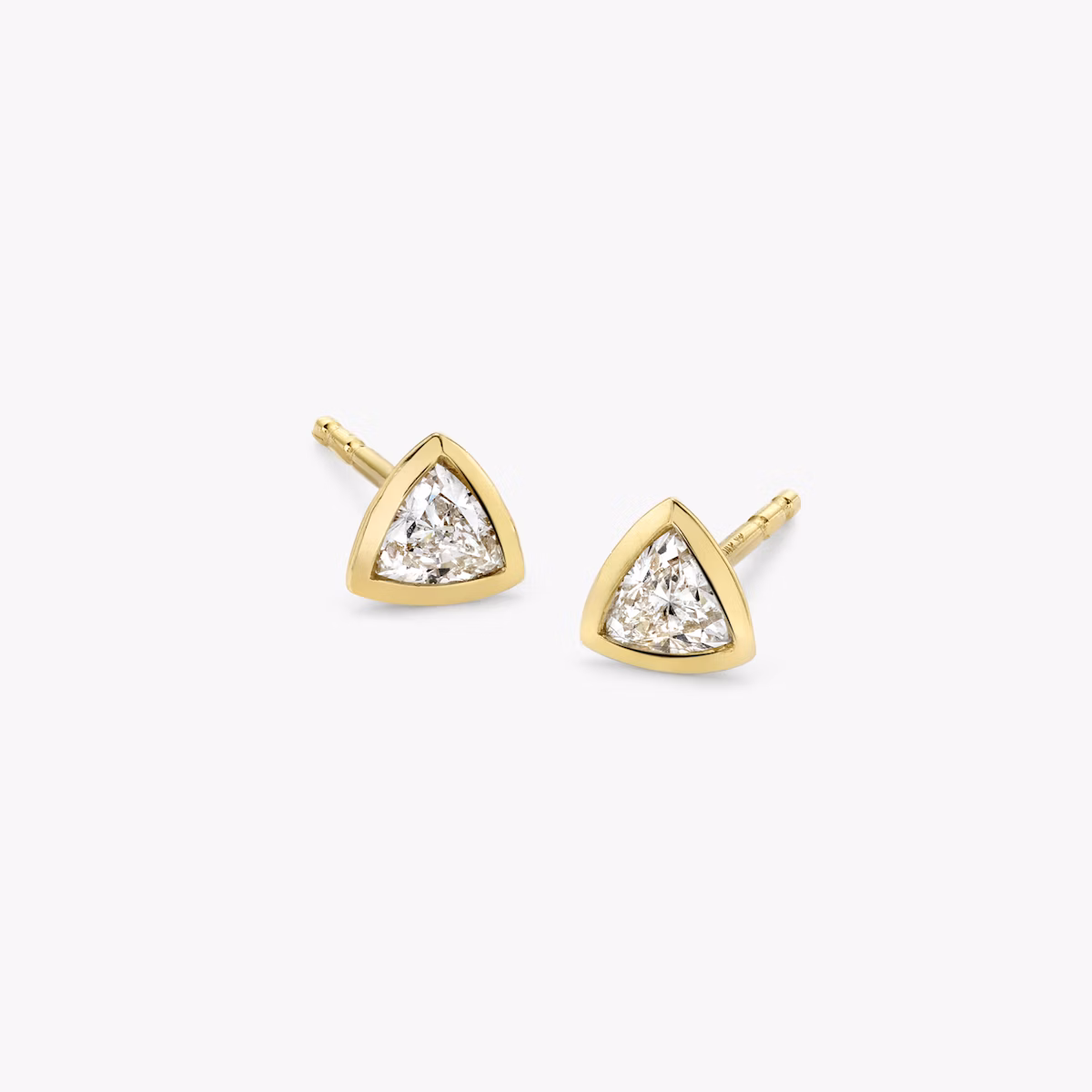 Knife-Edge Bezel Earring | Trillion | 14k | Yellow Gold