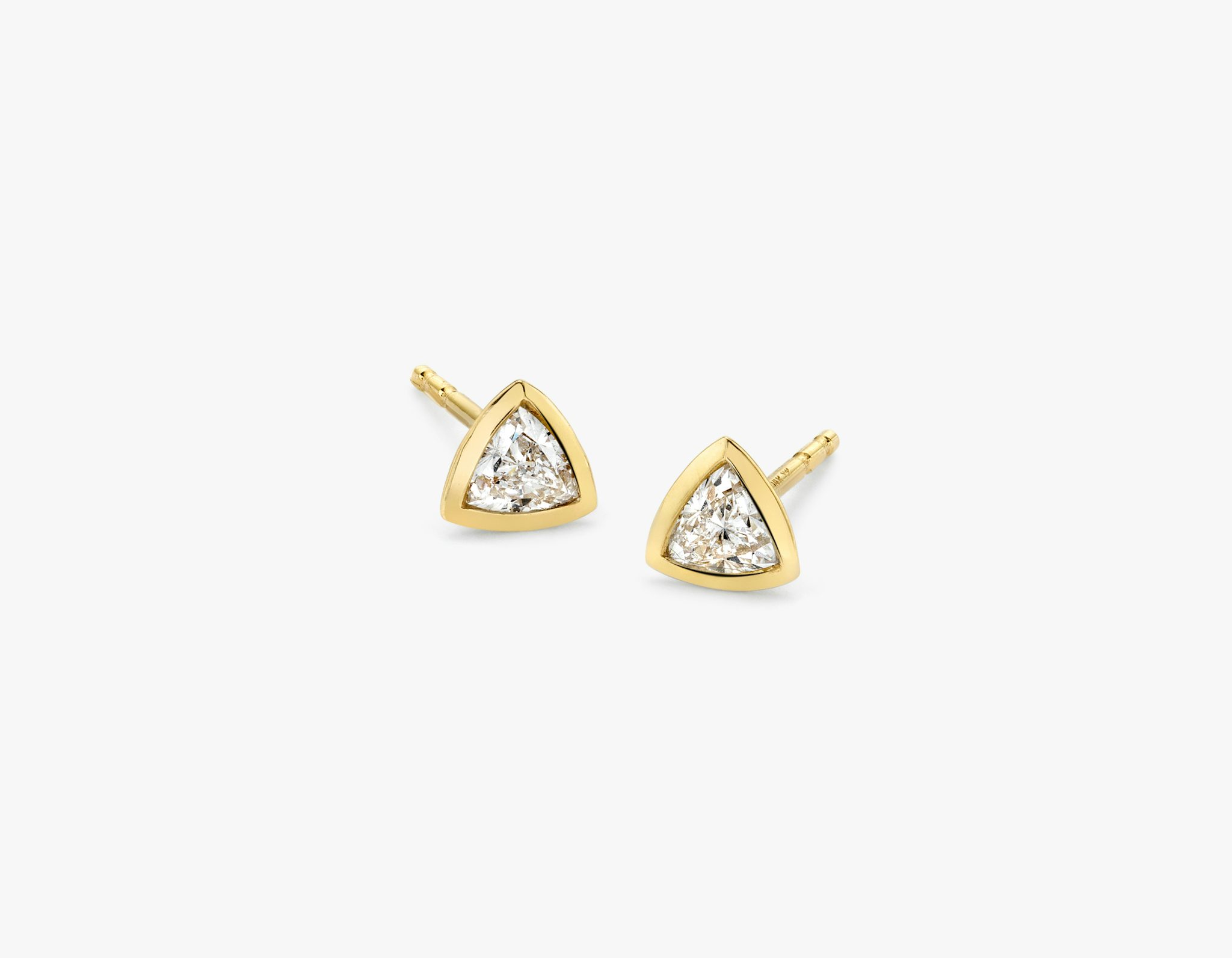 Knife-Edge Bezel Earring | Trillion | 14k | Yellow Gold