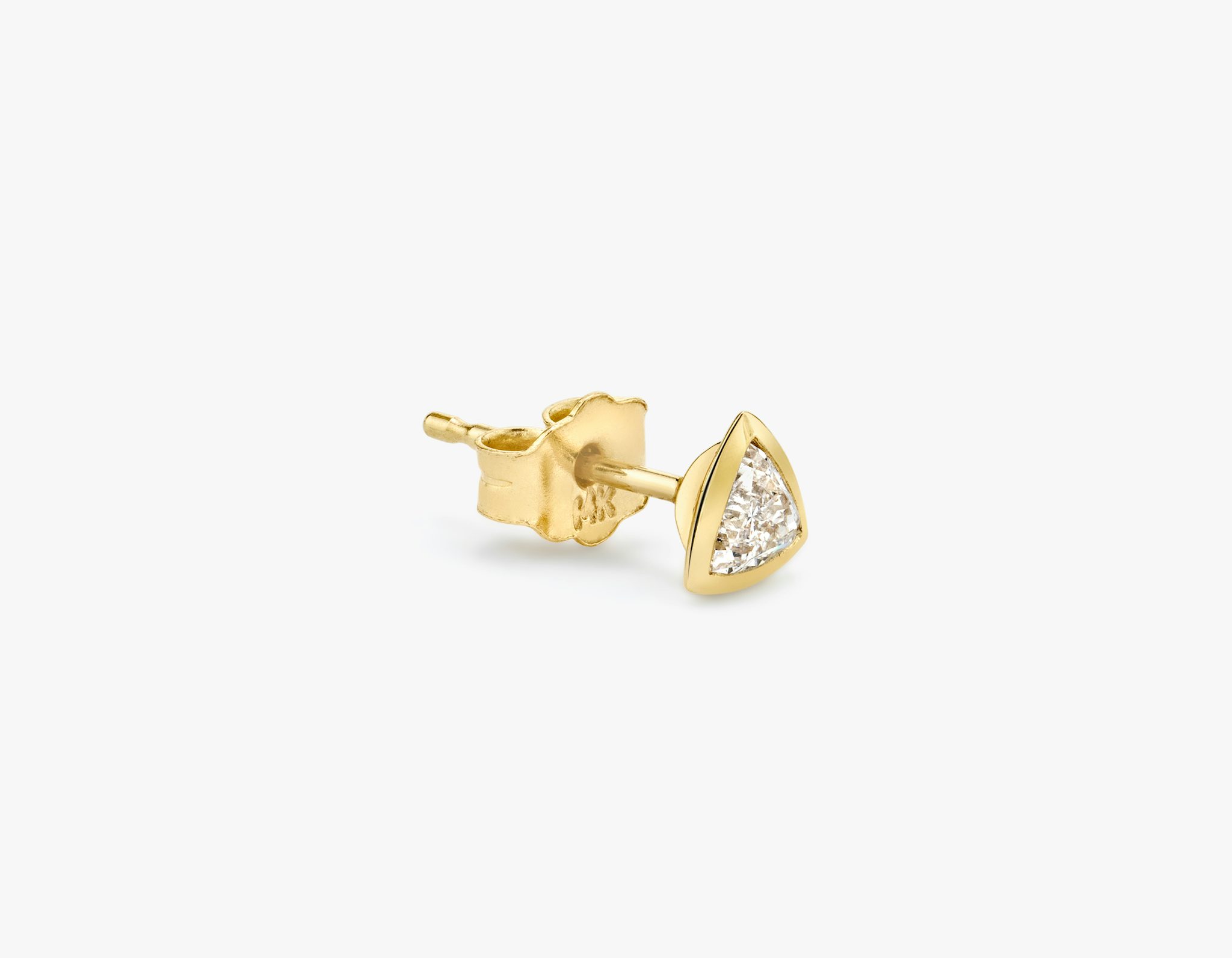 Knife-Edge Bezel Earring | Trillion | 14k | Yellow Gold