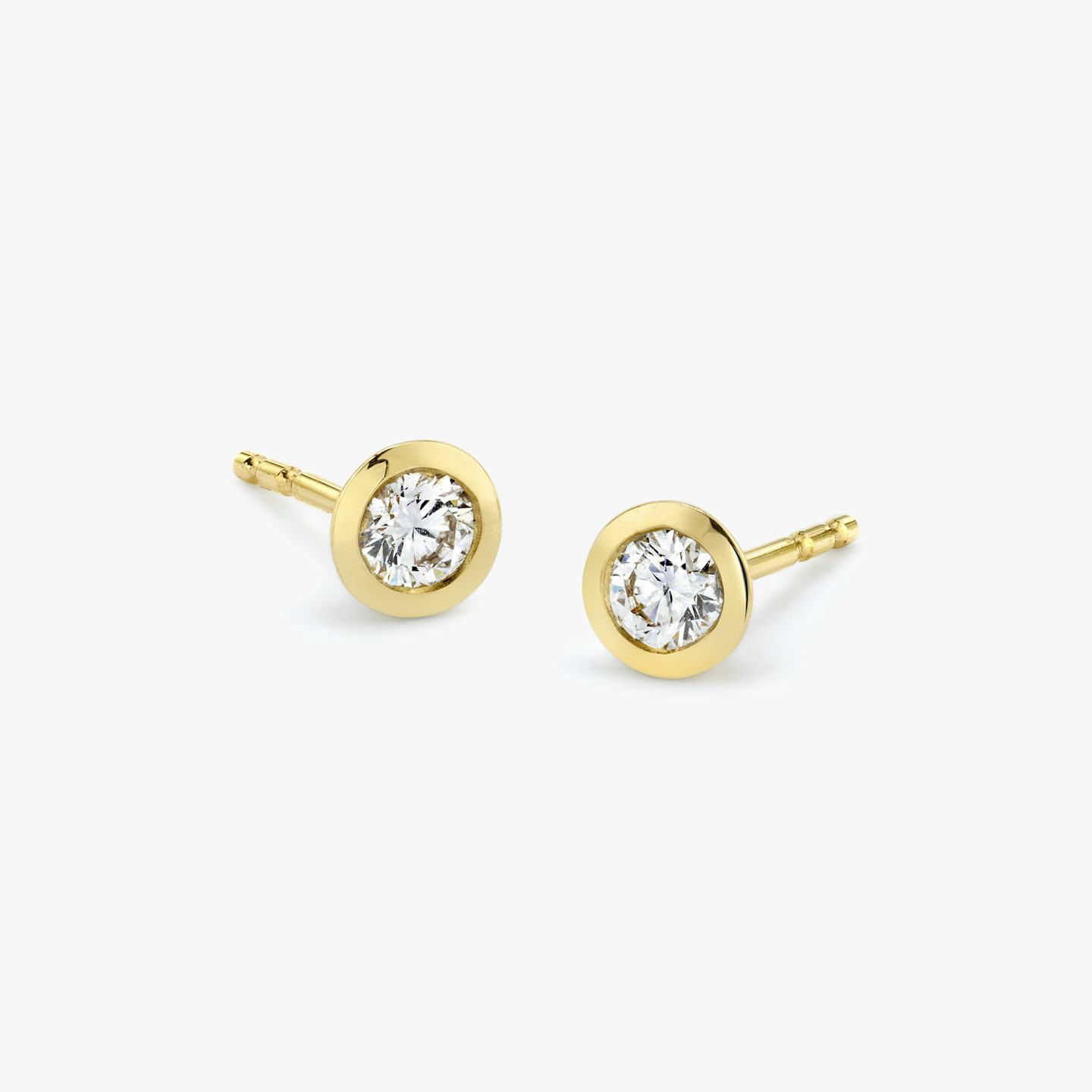 Knife-Edge Bezel Earring | Round Brilliant | 14k | Yellow Gold