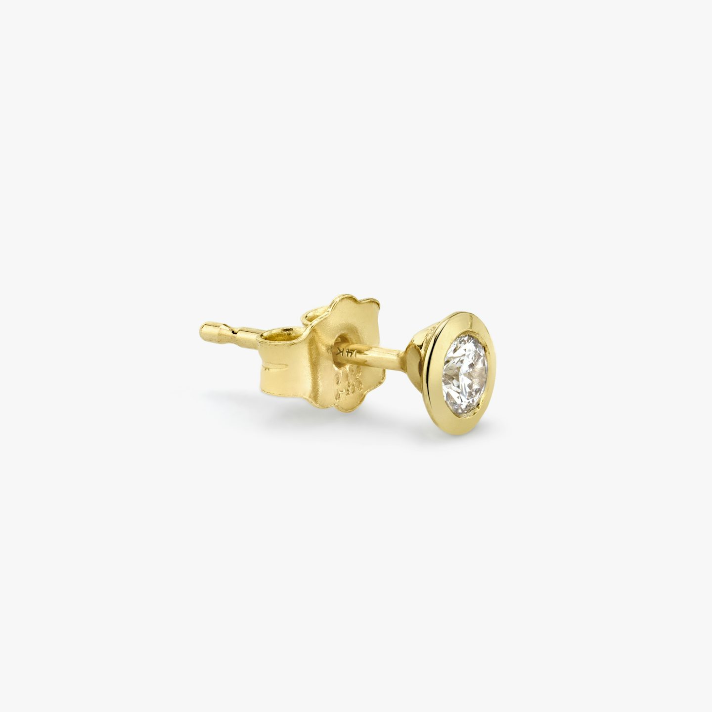 Knife-Edge Bezel Earring | Round Brilliant | 14k | Yellow Gold