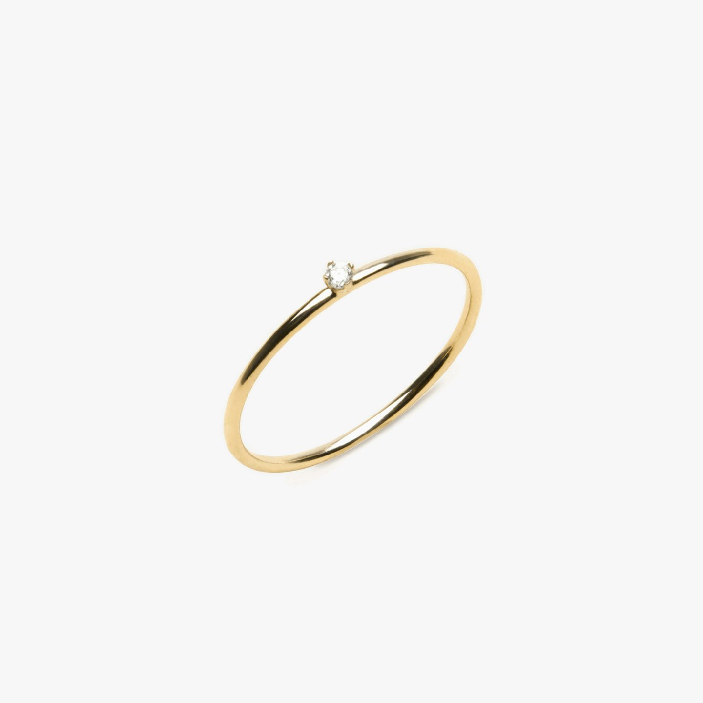 Tiny Ring | Round Brilliant | 14k | Yellow Gold