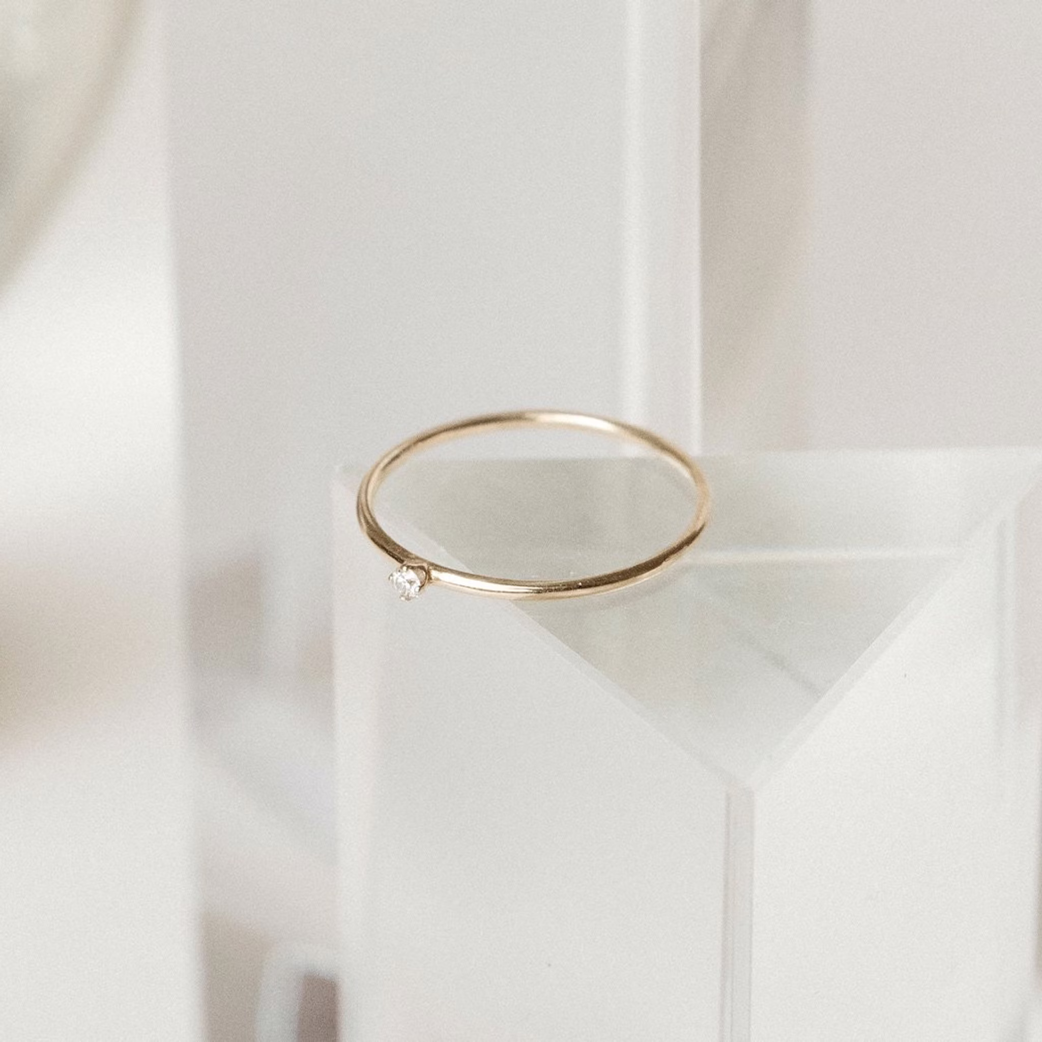 Tiny Ring | Round Brilliant | 14k | Yellow Gold