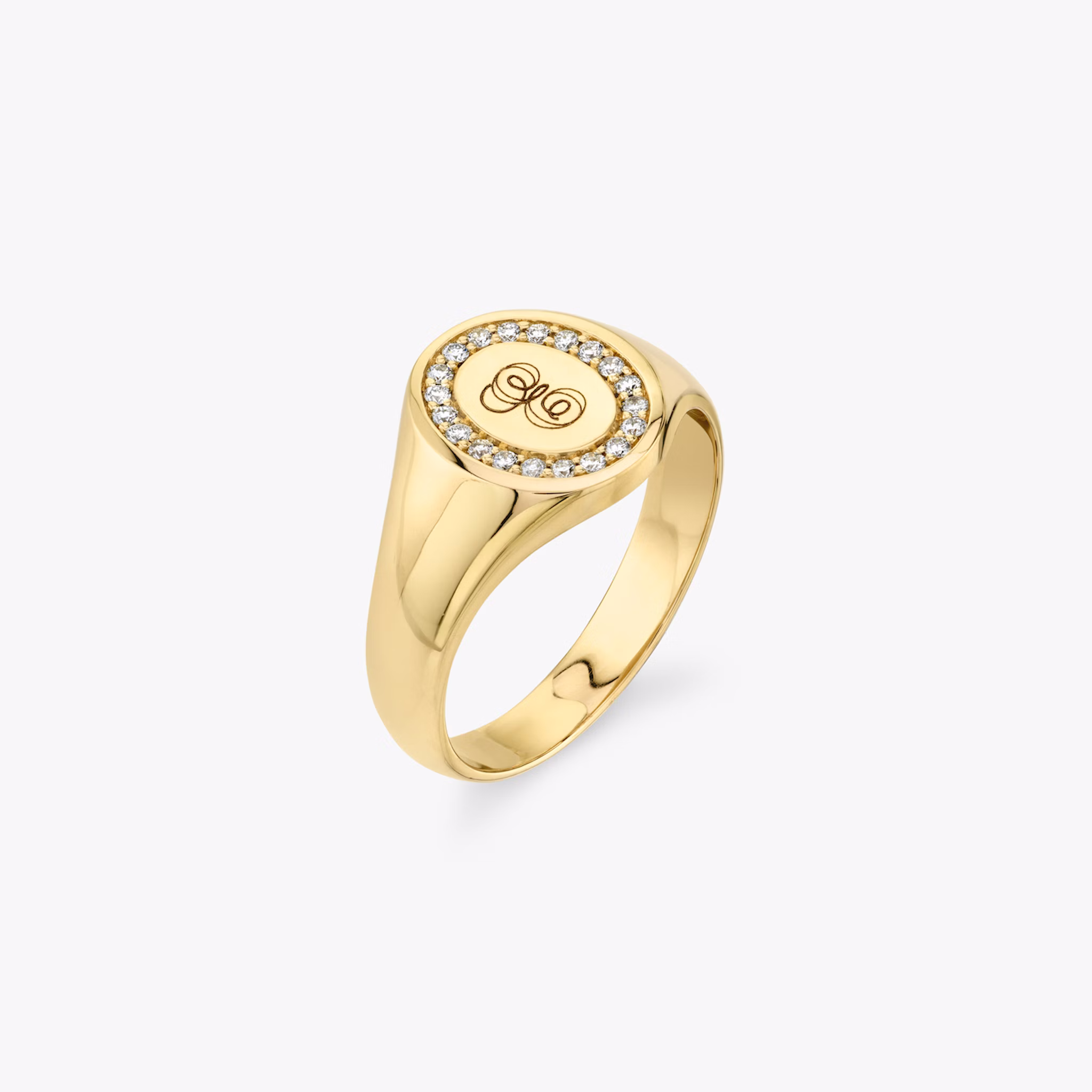 VRAI Pavé Signet Ring | Round Brilliant | 14k | Yellow Gold