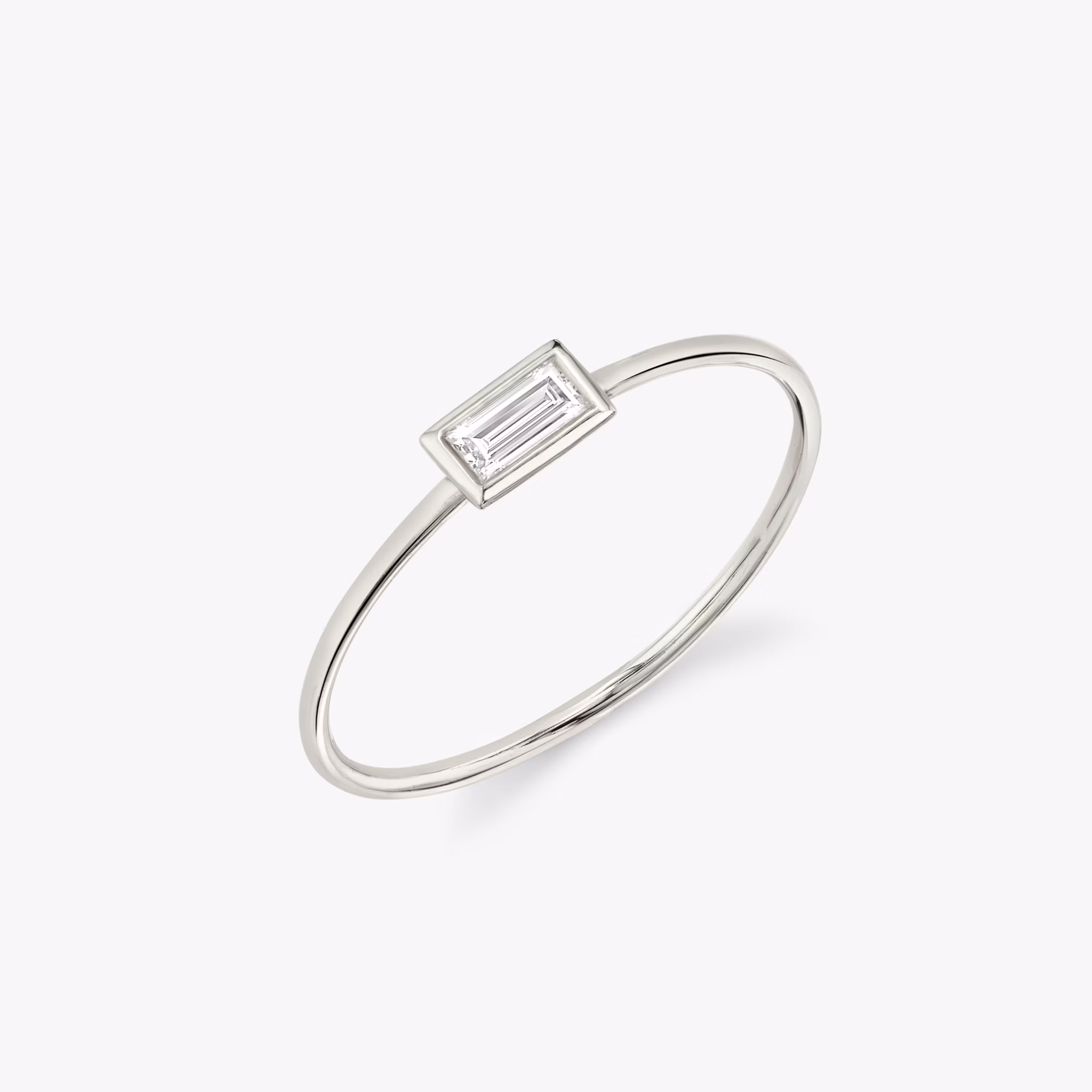 Knife-Edge Bezel Ring | Baguette | 14k | White Gold