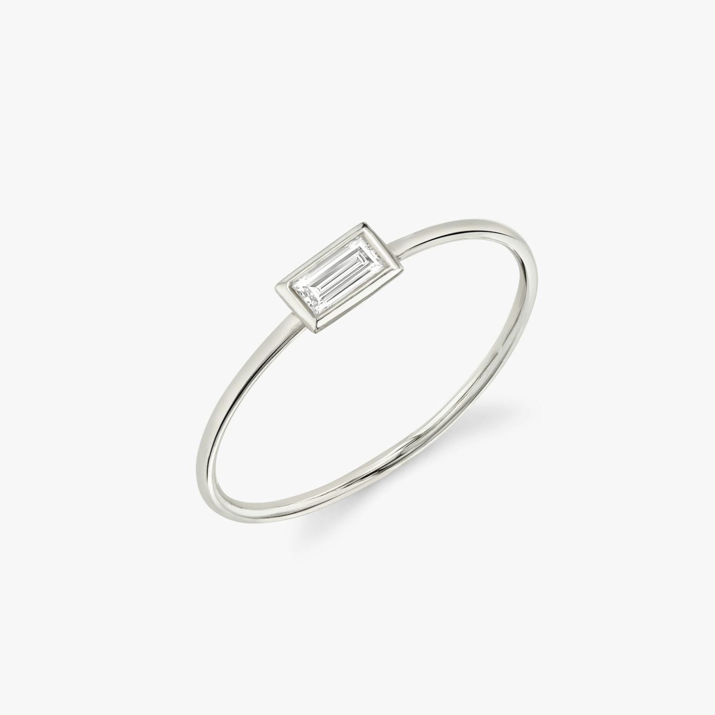Knife-Edge Bezel Ring | Baguette | 14k | White Gold
