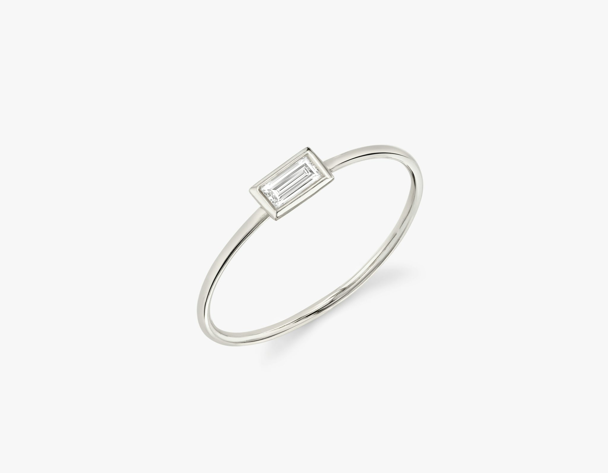 Knife-Edge Bezel Ring | Baguette | 14k | White Gold