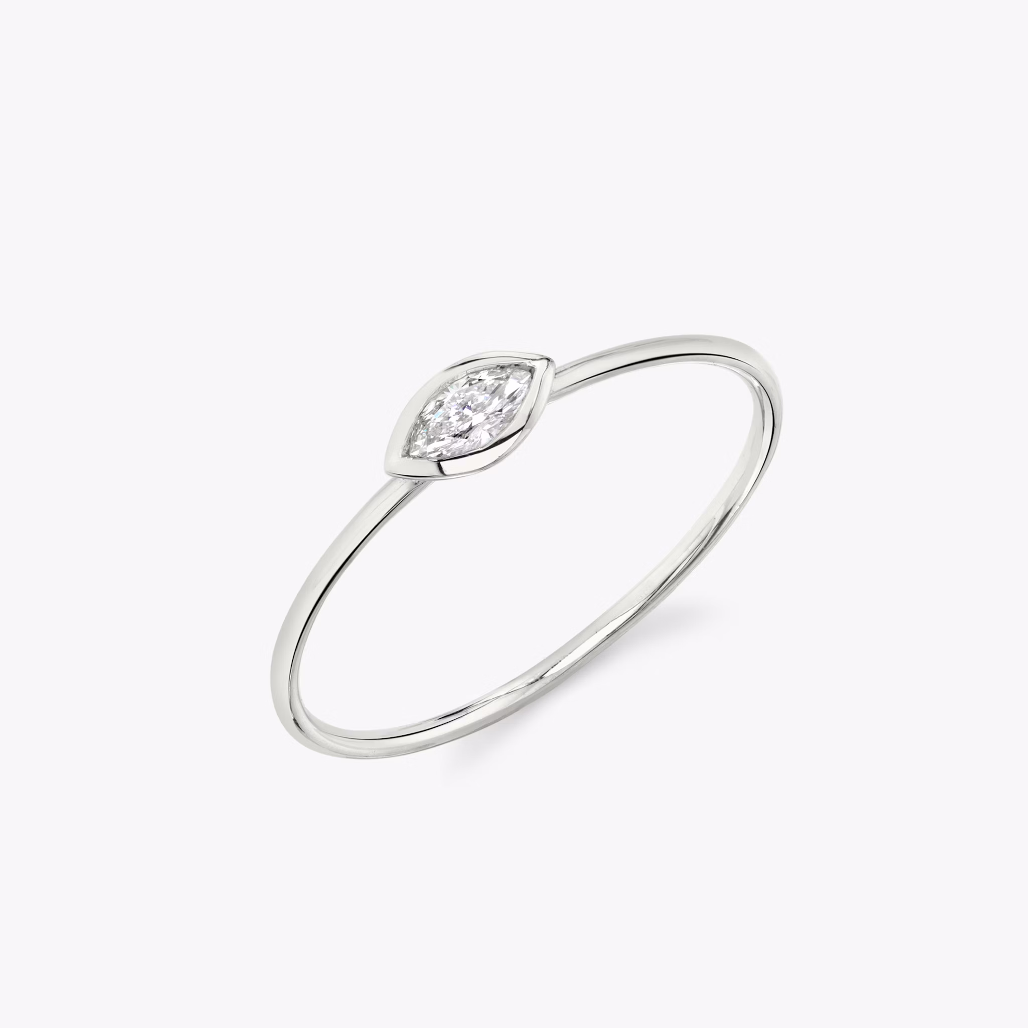 Knife-Edge Bezel Ring | Marquise | 14k | White Gold