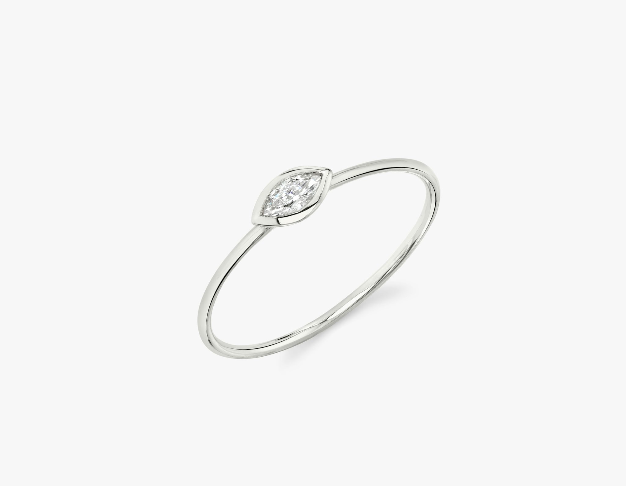 Knife-Edge Bezel Ring | Marquise | 14k | White Gold