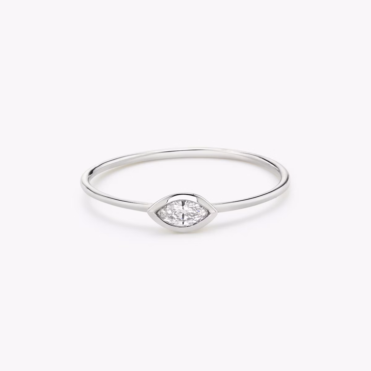 Knife-Edge Bezel Ring | Marquise | 14k | White Gold